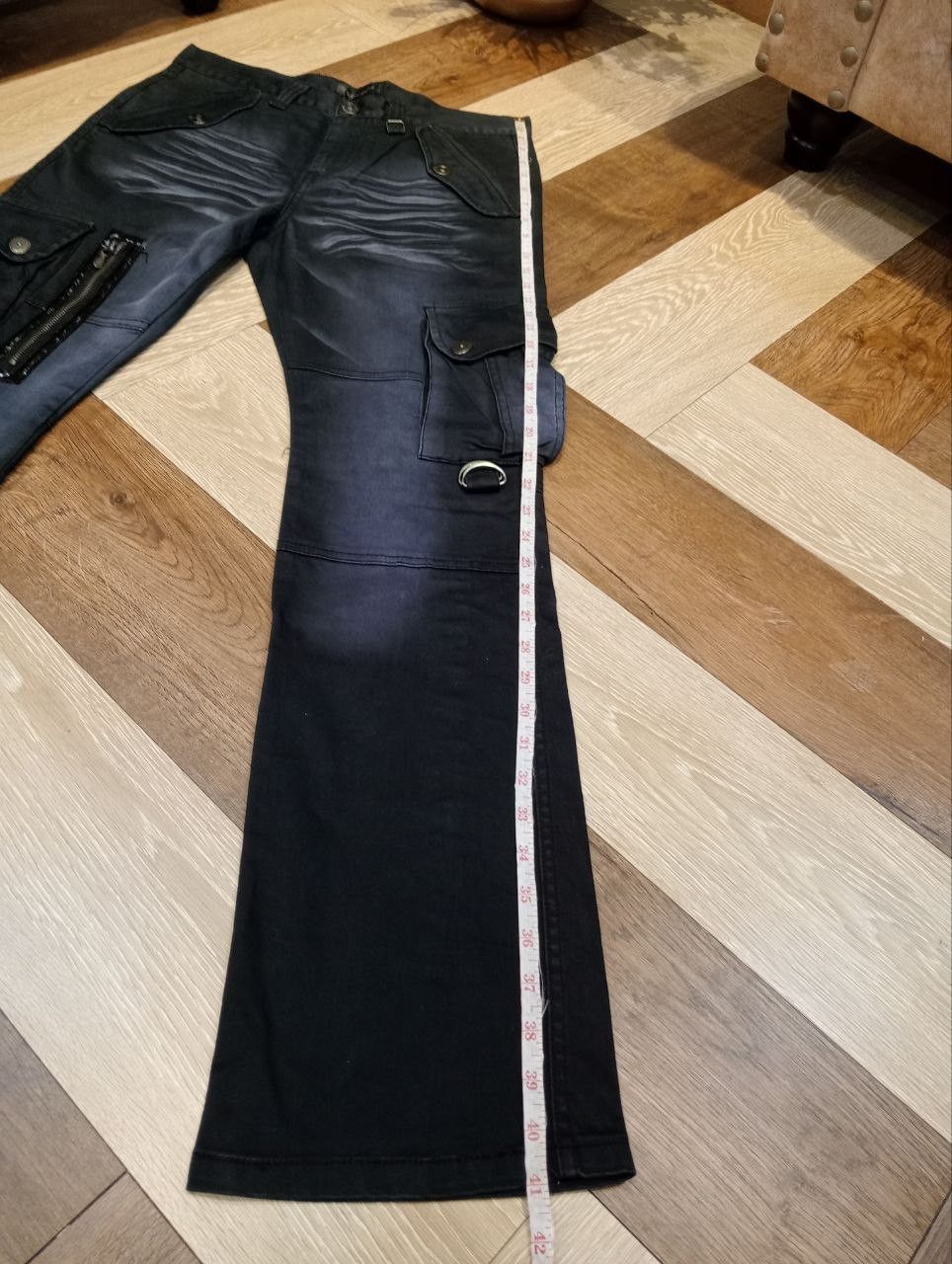 LOWBOX JAPANESE LOWBOX WASHED BLACK FLARED CARGO PANTS Size US 32 / EU 48 - 12 Thumbnail