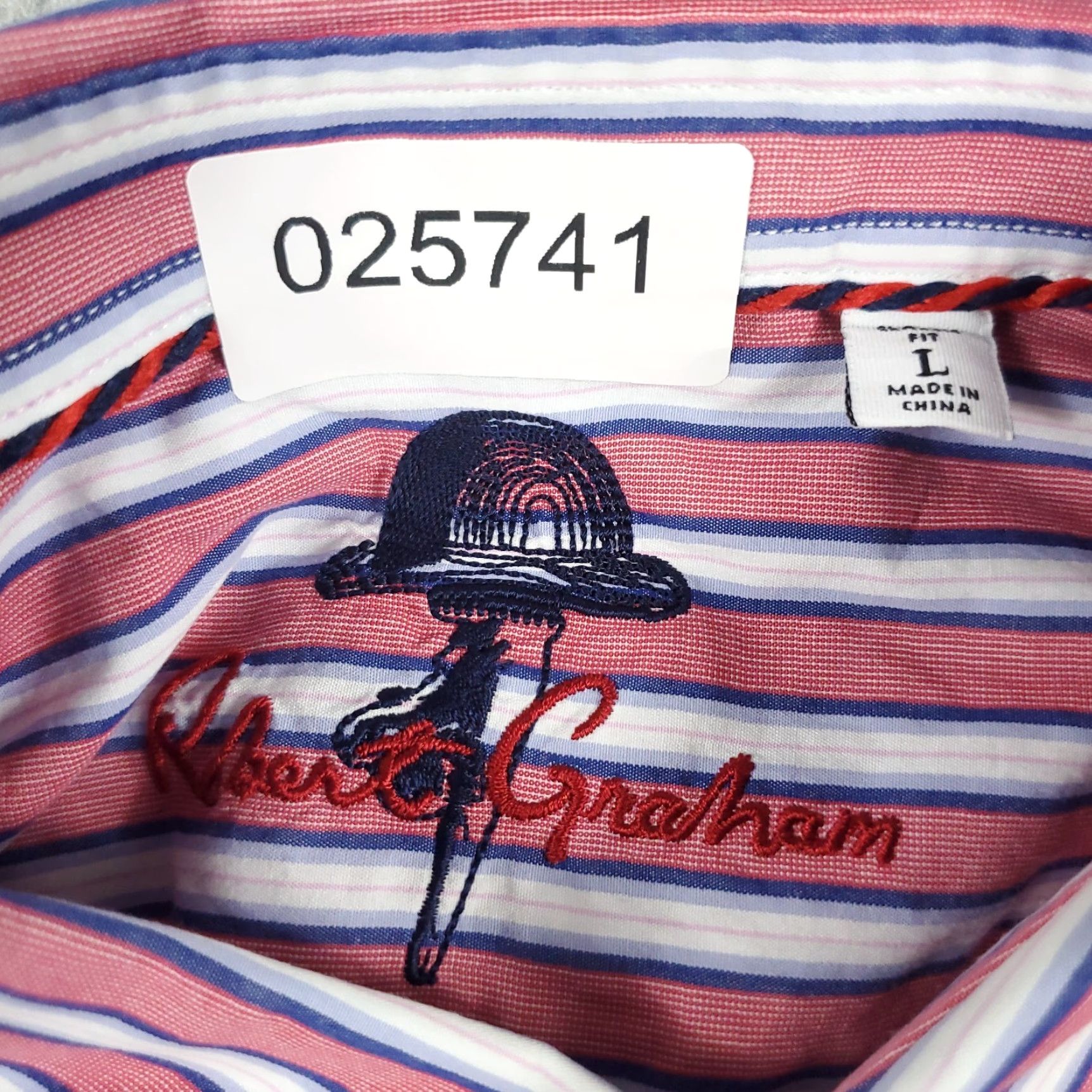 Robert Graham Robert Graham Shirt Mens Large Red Blue Striped Button-Up Long Sleeve Size US L / EU 52-54 / 3 - 6 Thumbnail