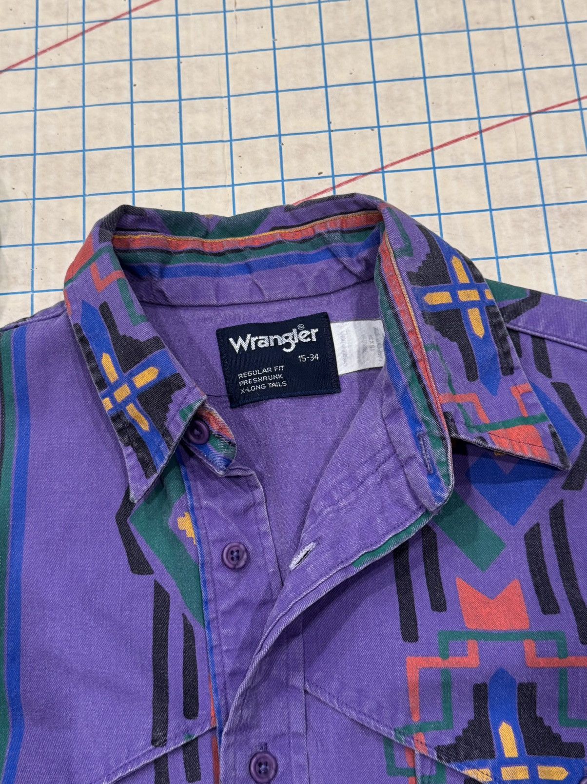 Wrangler Vintage Wrangler Brushpopper Purple Navajo Pattern Button Up Size US L / EU 52-54 / 3 - 5 Thumbnail
