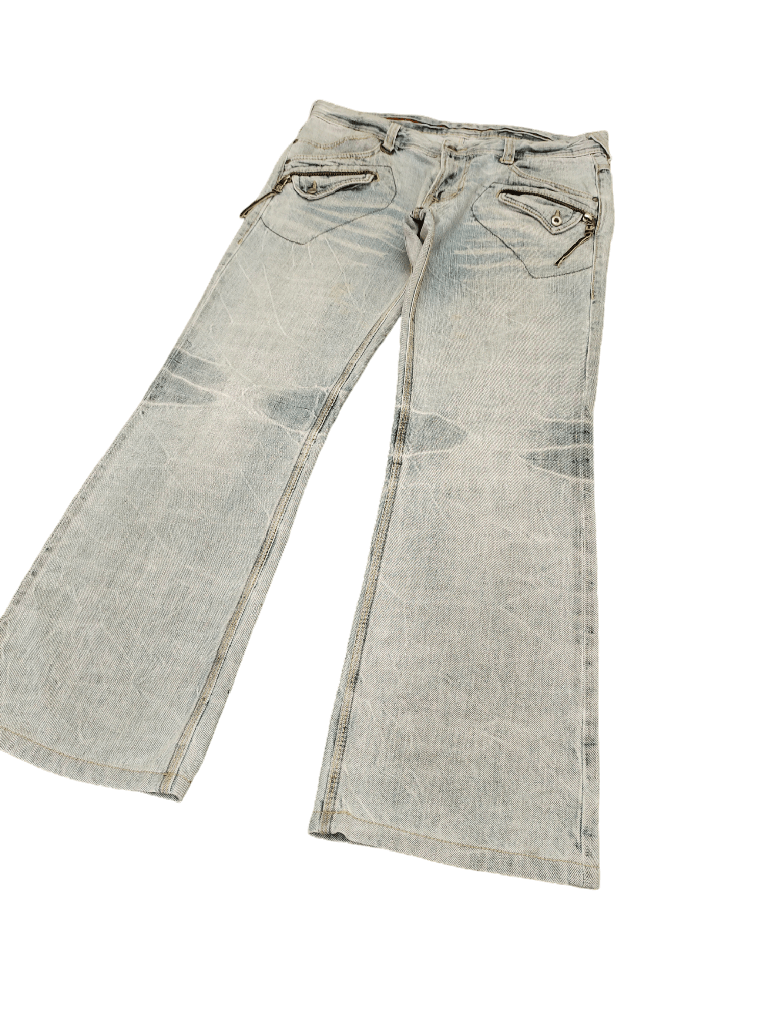 If Six Was Nine Flare Jeans Nicole Club Distress Faded Boot Cut Y2k Mudmax Size US 33 - 1 Thumbnail