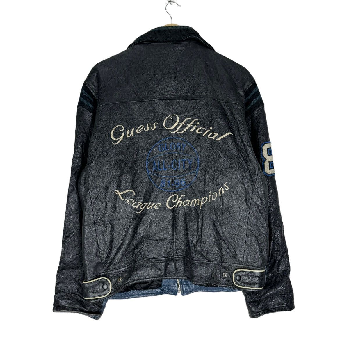 Georges Marciano × Guess × Vintage ☀️GUESS LEAGUE CHAMPION VARSITY LEATHER JACKET Size US M / EU 48-50 / 2 - 9 Thumbnail