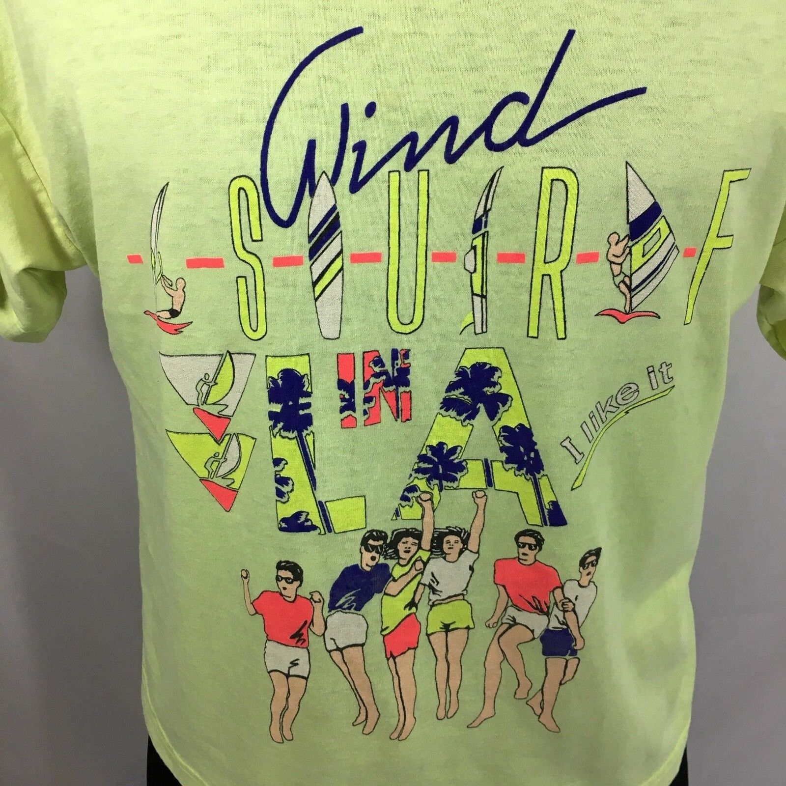 Other 80's Wind Surf n LA Surfer Beach NEON 50/50 CROPPED T Shirt Size US M / EU 48-50 / 2 - 7 Thumbnail