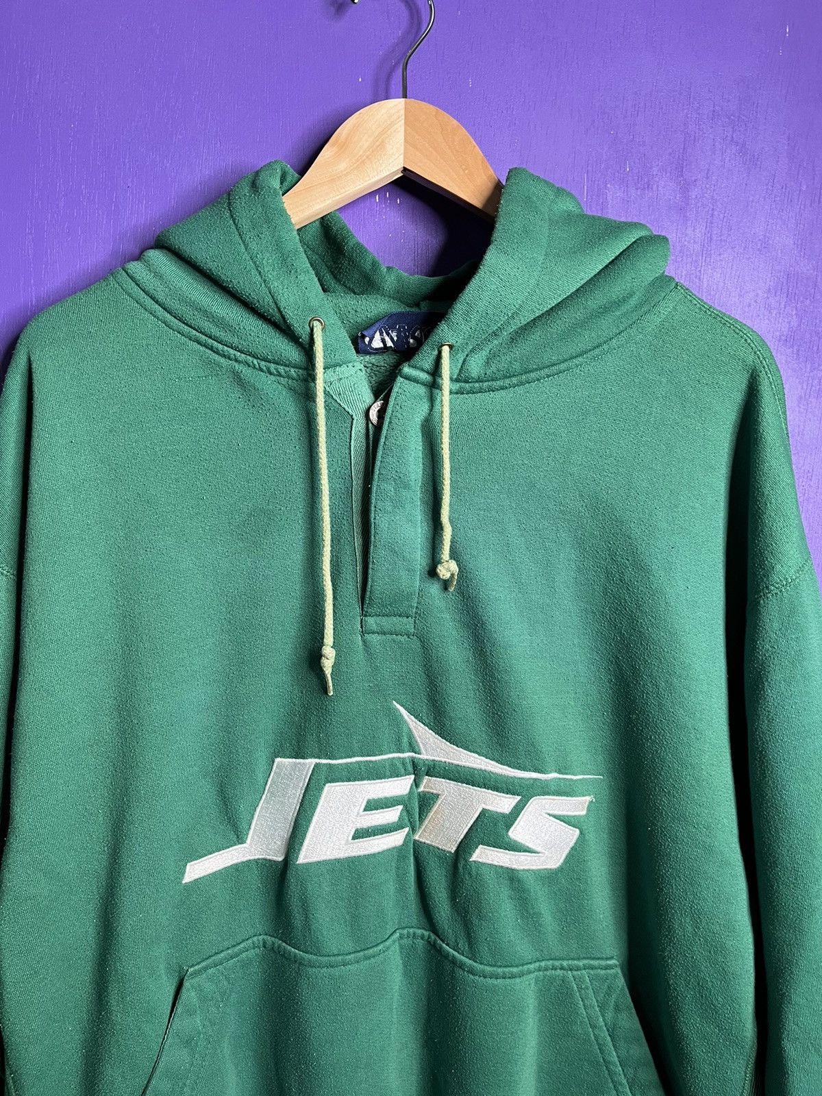 NFL × Starter × Vintage Vintage 80s New York jets logo button hoodie Size US XXL / EU 58 / 5 - 3 Thumbnail
