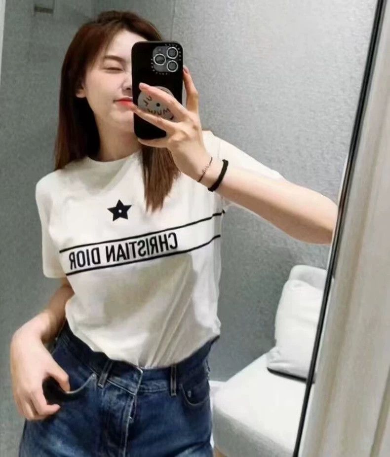 Dior Dior White logo letter print cotton round-neck short-sleev Size XS / US 0-2 / IT 36-38 - 9 Thumbnail