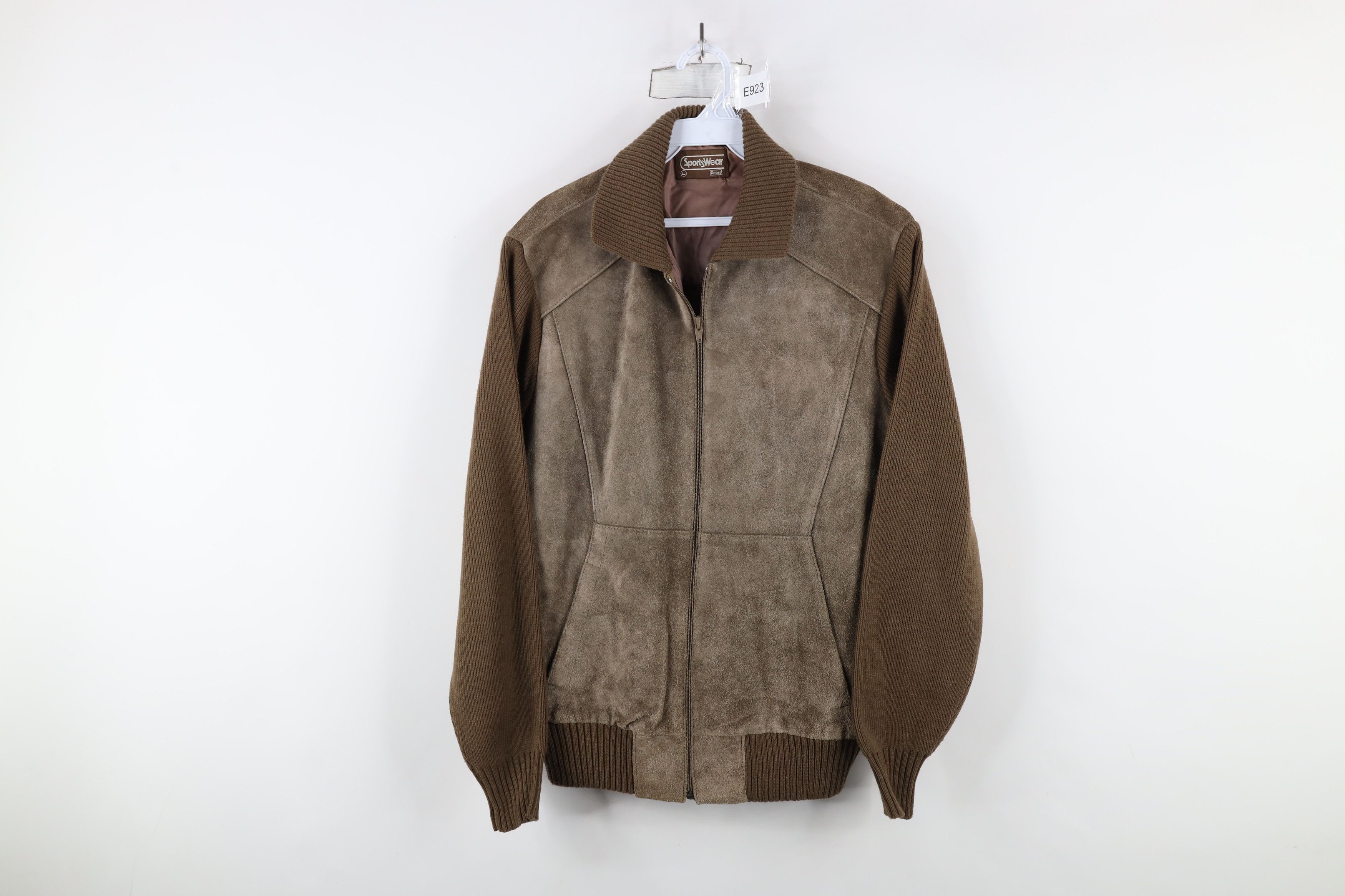 Vintage Vintage 70s Streetwear Leather Knit Sweater Jacket Swacket Size US L / EU 52-54 / 3 - 1 Thumbnail