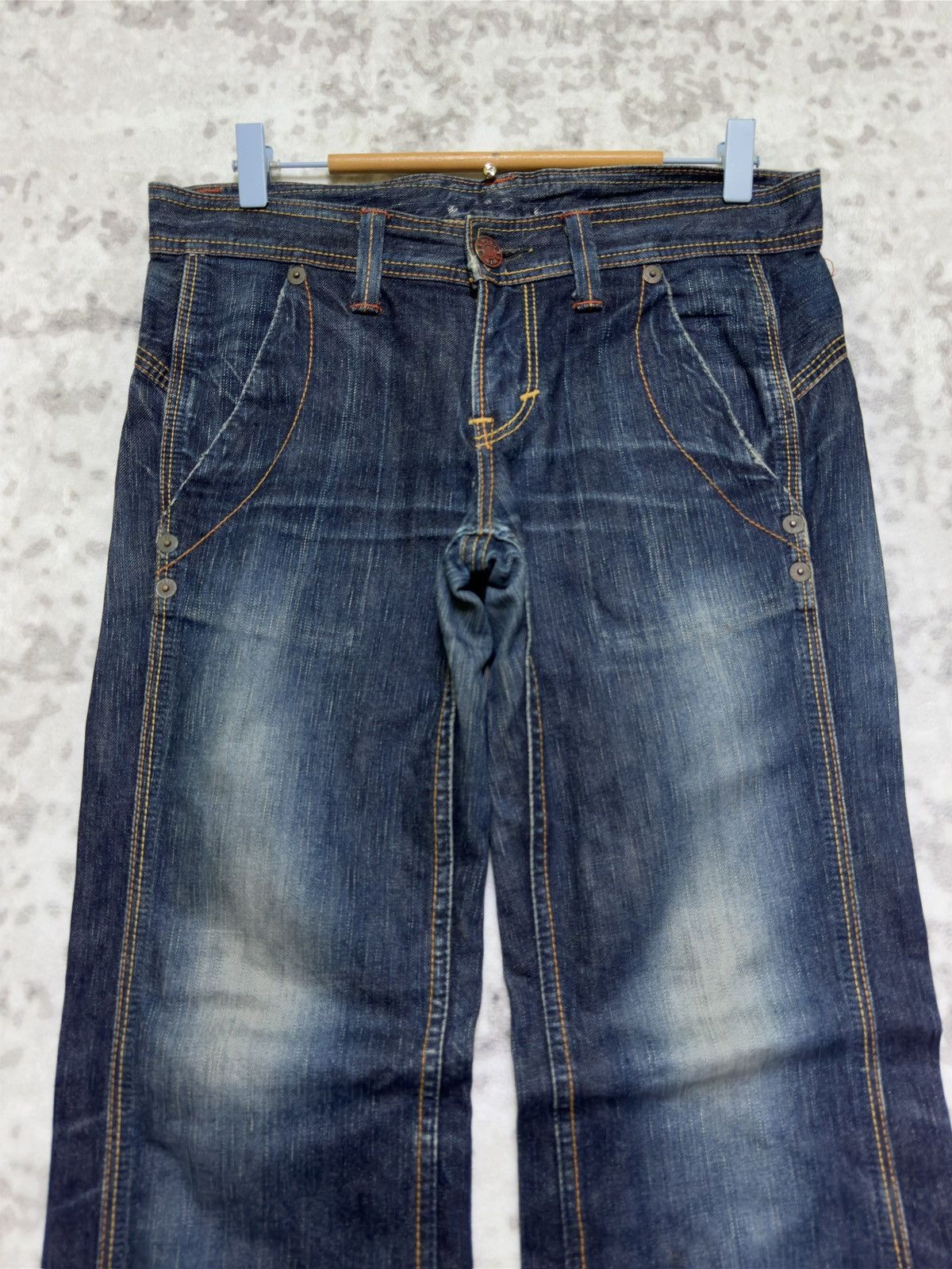 Edwin Vintage Edwin 503 Blue Trip Flared Denim Jeans Size US 31 - 3 Thumbnail