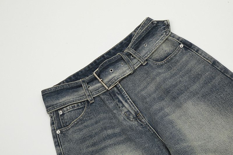 Japanese Brand American retro cleanfit belted wide-leg jeans for men Size US 32 / EU 48 - 3 Thumbnail