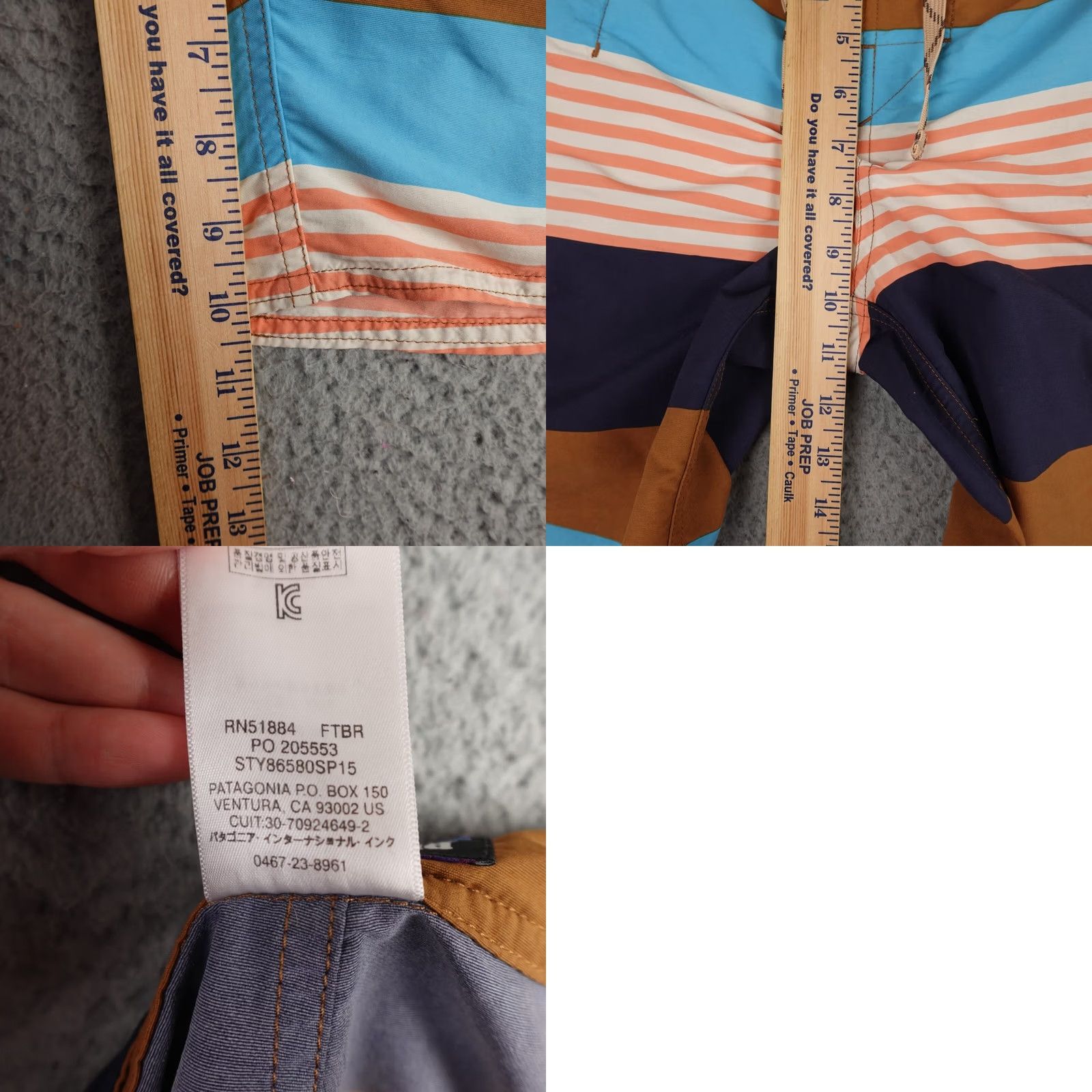 Patagonia Patagonia Boardshorts Mens 31 Brown Blue Striped Wavefarer Fitz Swim Trunks Size US 28 / EU 44 - 8 Thumbnail