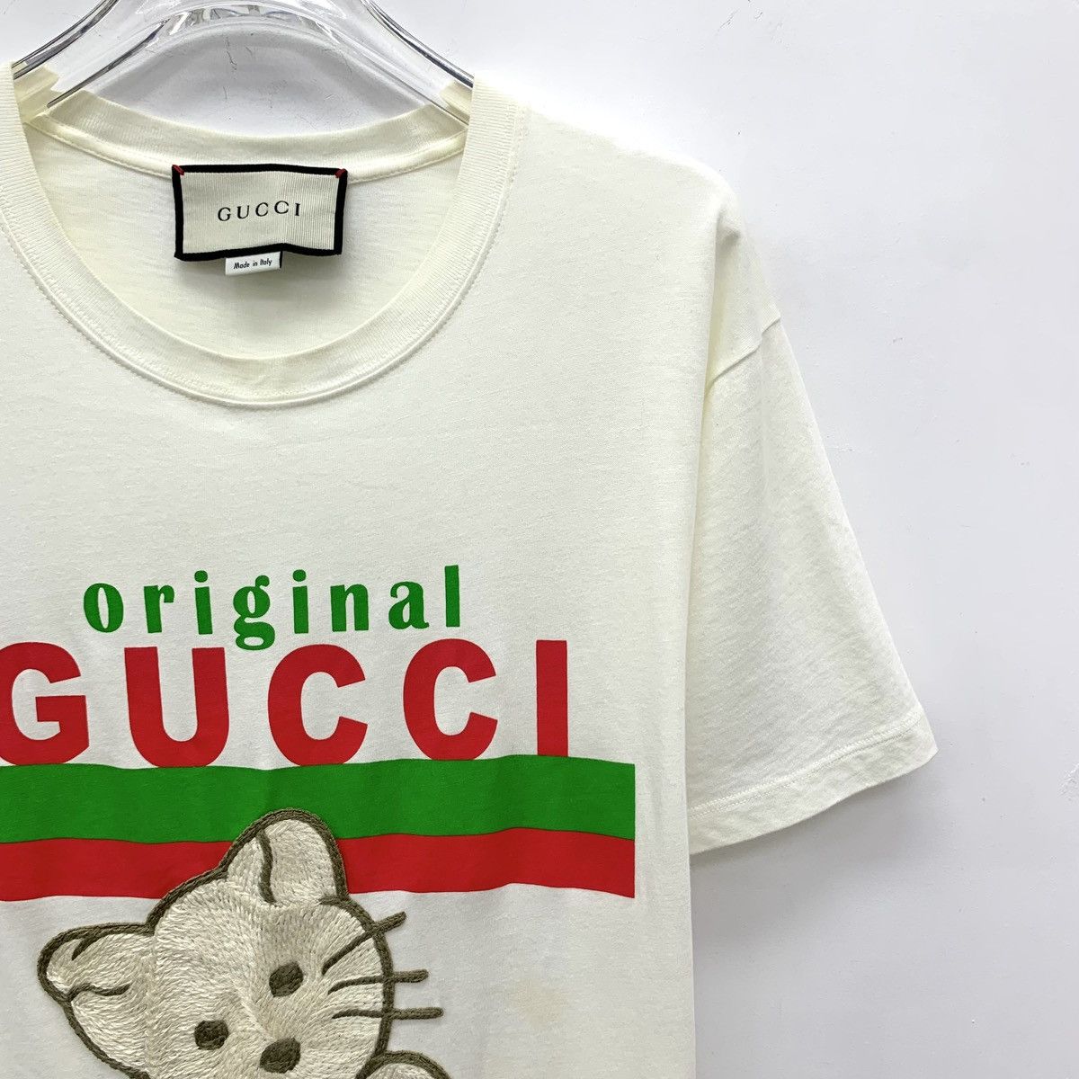 Gucci Gucci Off-white Cat Embroidered Short Sleeve T-shirt K26WX Size XXS / US 00 / IT 34 - 3 Thumbnail