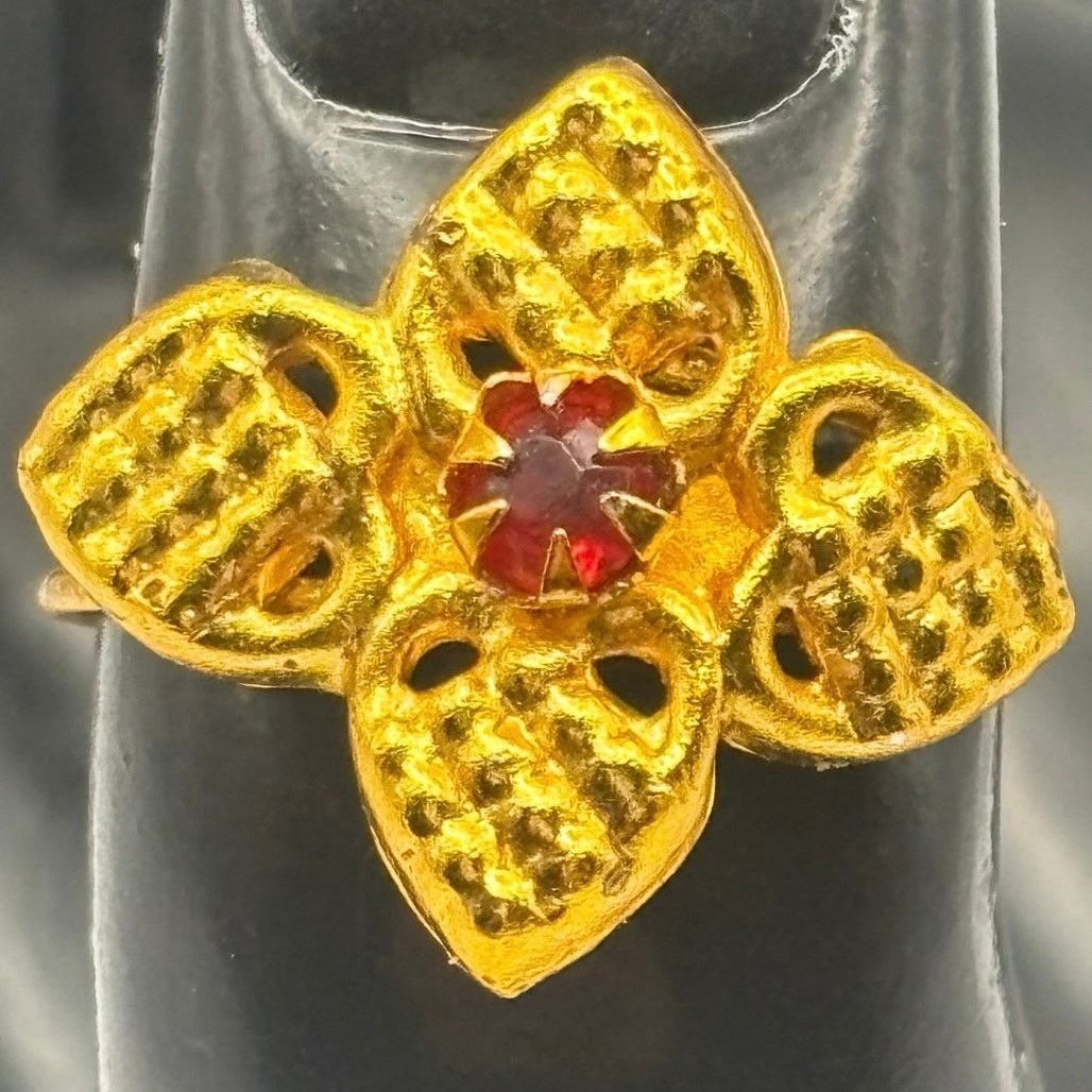 Other Gold & Red Crystal Ring Size ONE SIZE - 2 Thumbnail