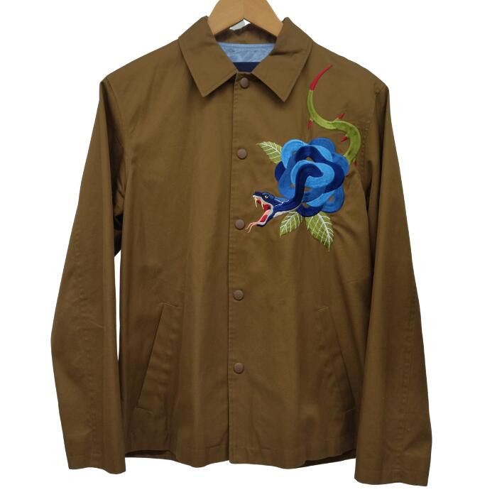 Coach Jacket SNAKEROSE embroidery button up cotton Khaki