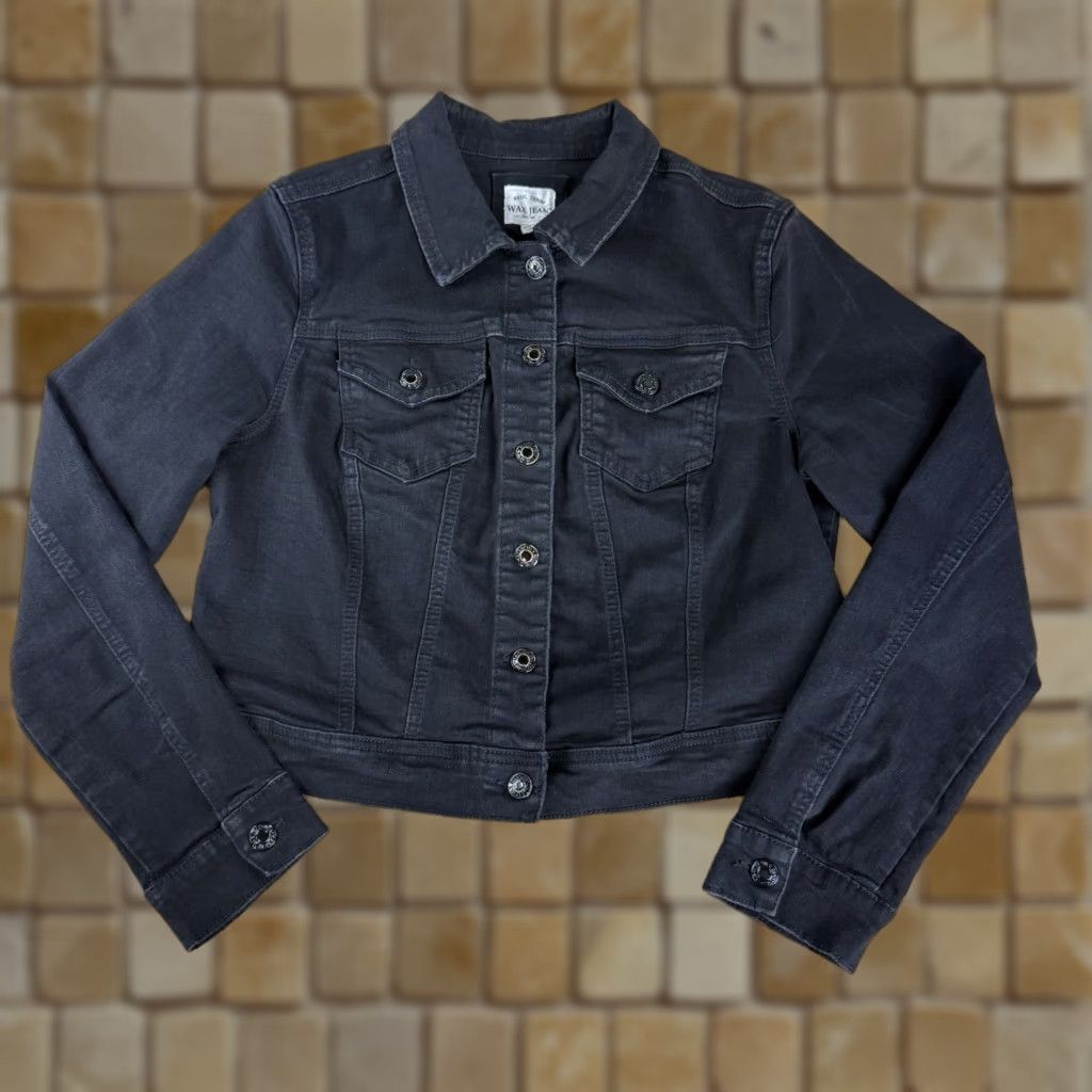Denime VINTAGE WAX JEAN Black Stretch Denim Crop Jacket Women’s 1XL Size 40" / US 18 - 1 Thumbnail