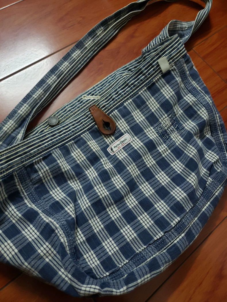 Porter Classic Reversible Plaid Crossbody Bag in Blue, Men's
