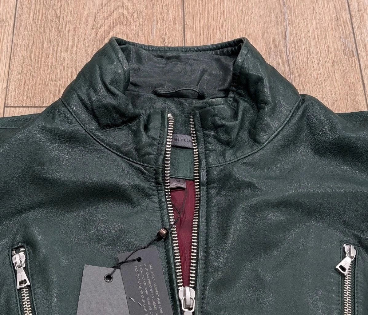 John Varvatos John Varvatos Racer Leather Zip Up Jacket Seaweed 50 US 40 Size US M / EU 48-50 / 2 - 2 Thumbnail
