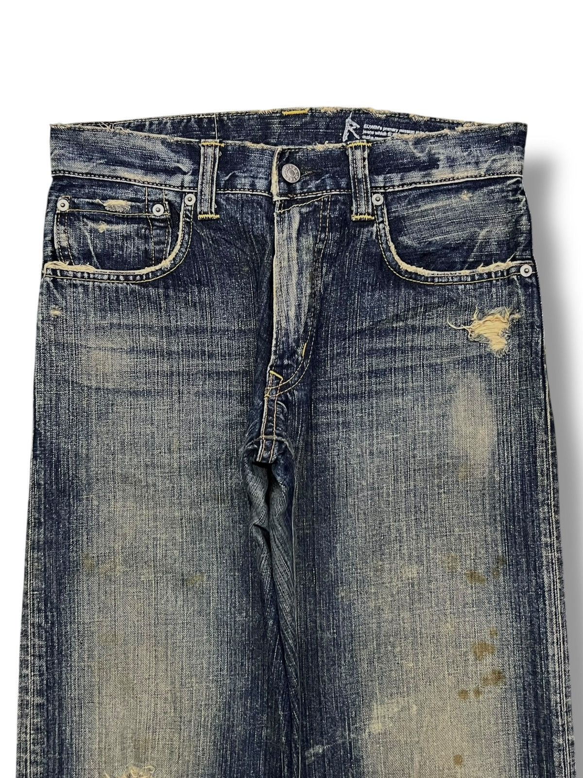 Edwin Vintage 00s Edwin 504R - Faded Mud Wash, Distressed Denim Size US 31 - 4 Thumbnail