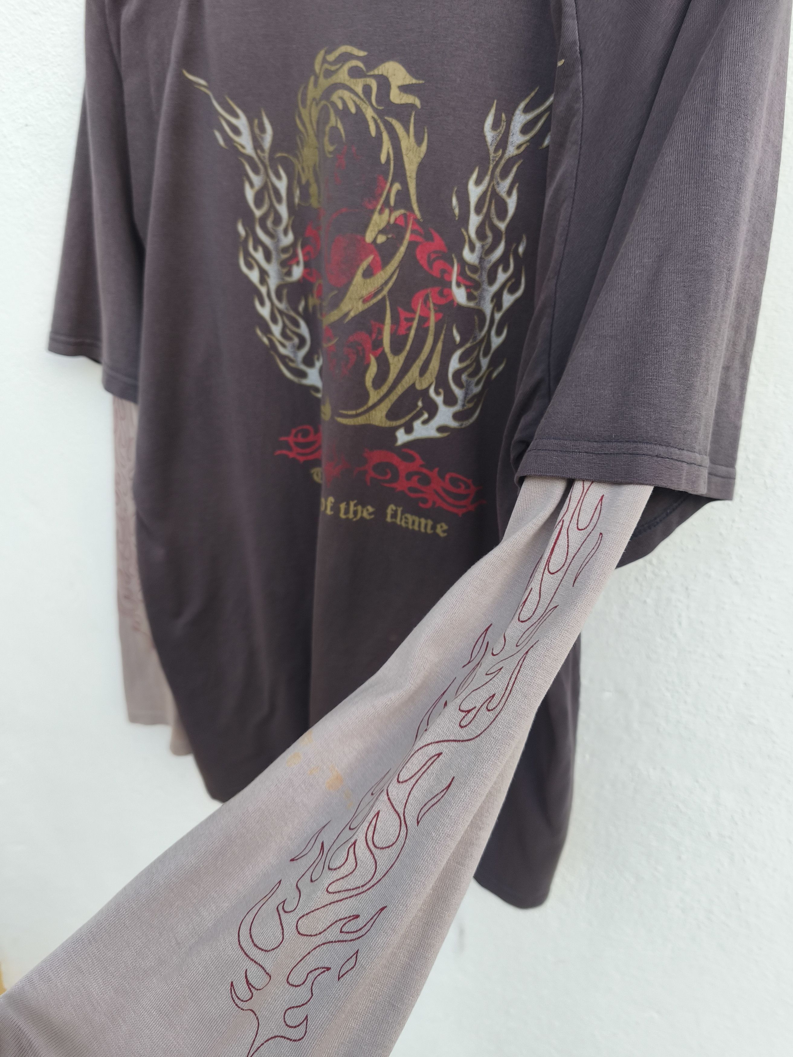 Vintage Trashed Vintage y2k Flame shirt double sleeve Size US L / EU 52-54 / 3 - 6 Thumbnail