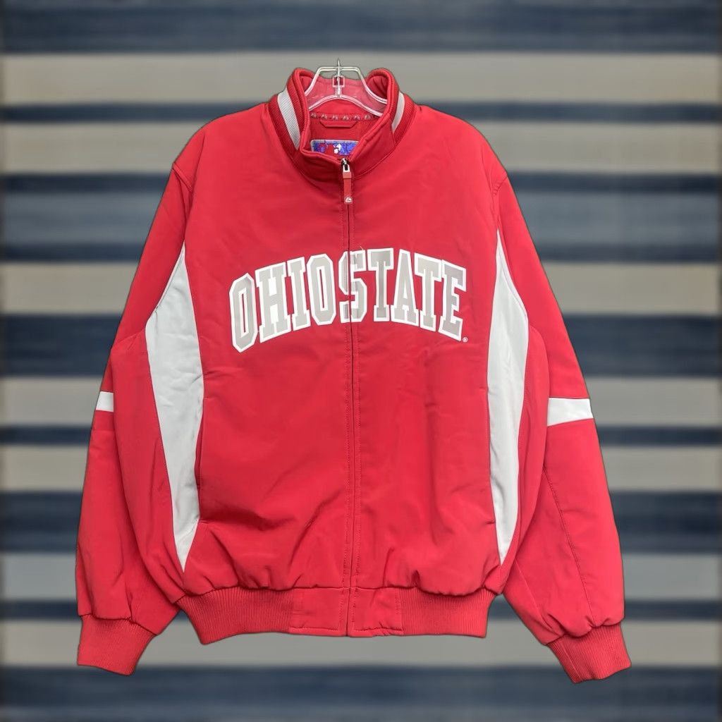 Vintage VINTAGE Ohio State Buckeyes Jacket Mens Large Majestic Vintage Fleece Lined OSU Bomber Jacket Red 90s College Mens Size US L / EU 52-54 / 3 - 1 Thumbnail