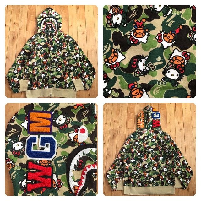 Bape A Bathing Ape Bape x Hello Kitty Camo Full Zip Hoodie | Grailed