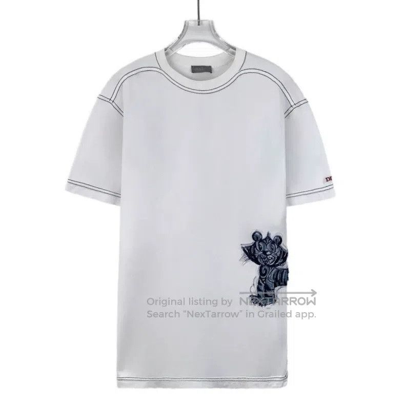 Dior Dior White tiger embroidered cotton round-neck short-sleev Size US XXS / EU 40 - 1 Thumbnail