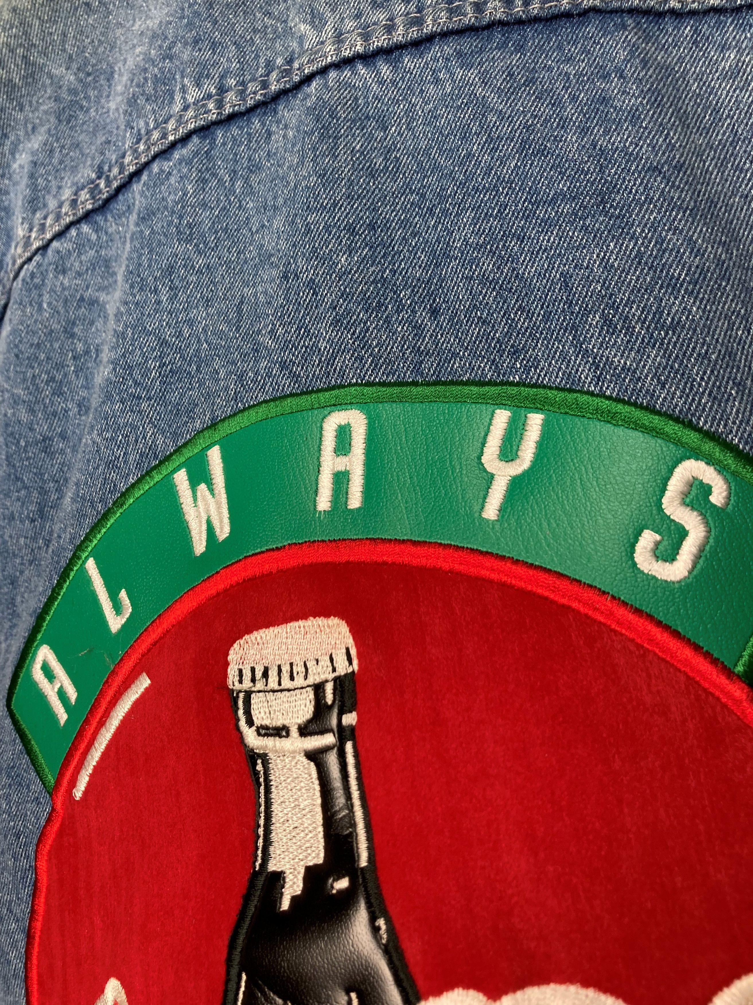 Coca Cola GRAIL Coca Cola 90s Big Leather Logo On Back Denim Jacket Size US XL / EU 56 / 4 - 5 Thumbnail