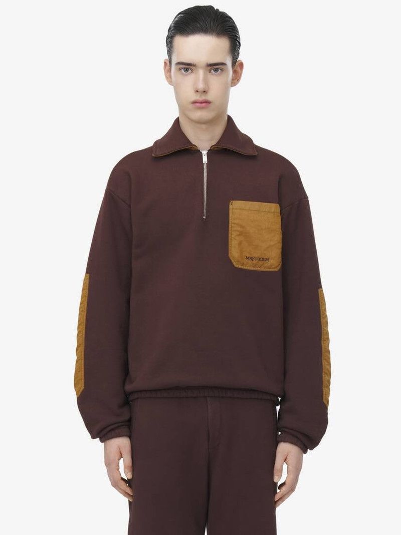 Alexander McQueen o1srvl11e0226 Contrast Pocket Track Jacket In Brown Size US L / EU 52-54 / 3 - 2 Thumbnail