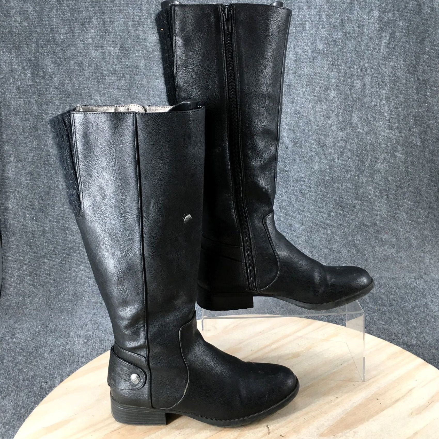 Vintage LifeStride Boots Womens 6 M Xandy Tall Knee High Black Faux Leather Round Toe Shoe Size 6 M Black Knee High Boots Womens Vintage No Size US 6 / IT 36 - 2 Thumbnail