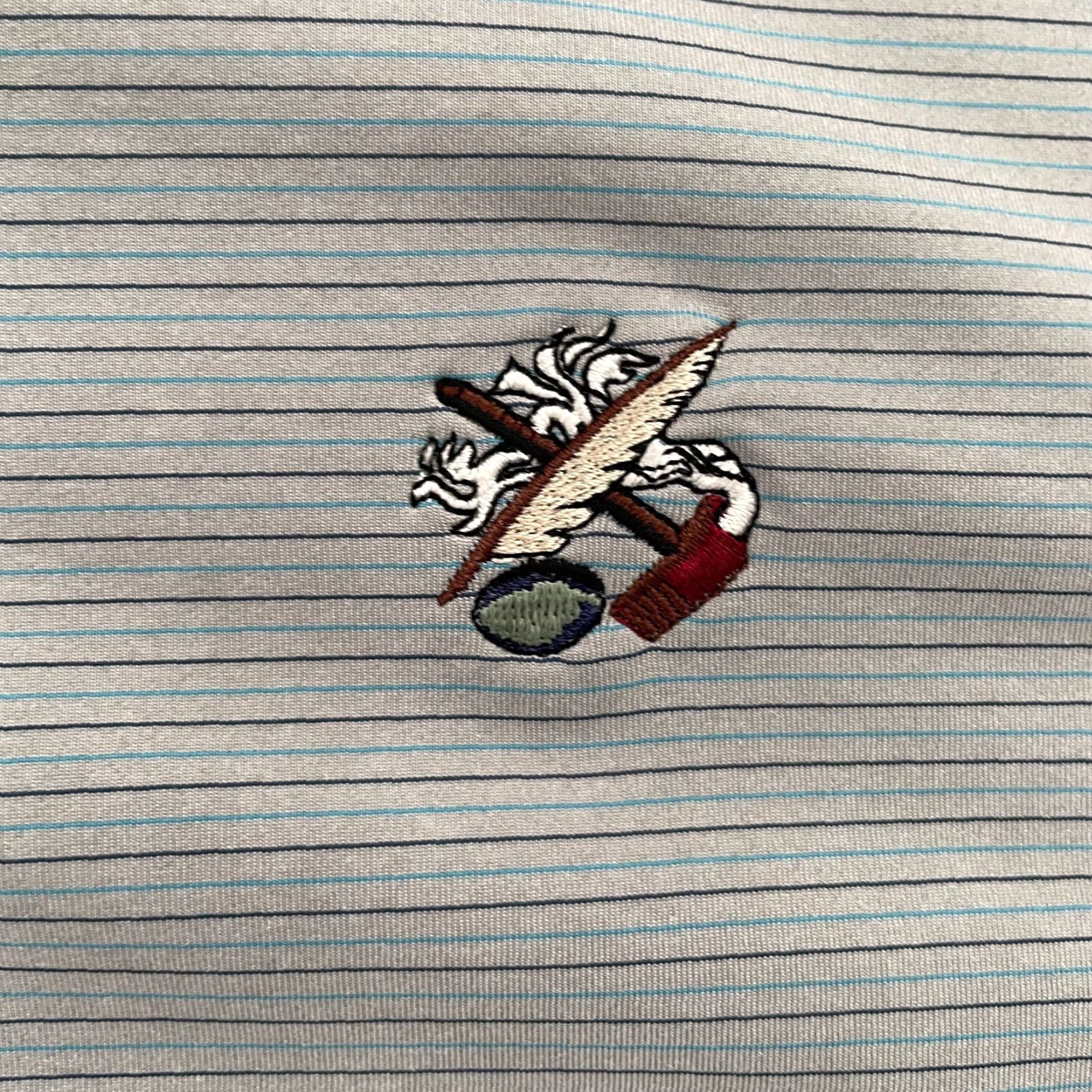 Peter Millar Peter Millar Polo Shirt Adult XL Striped Gray Short Sleeve Classic Logo Embroidered Golf Summer Comfort Mens XL Size US XL / EU 56 / 4 - 4 Thumbnail