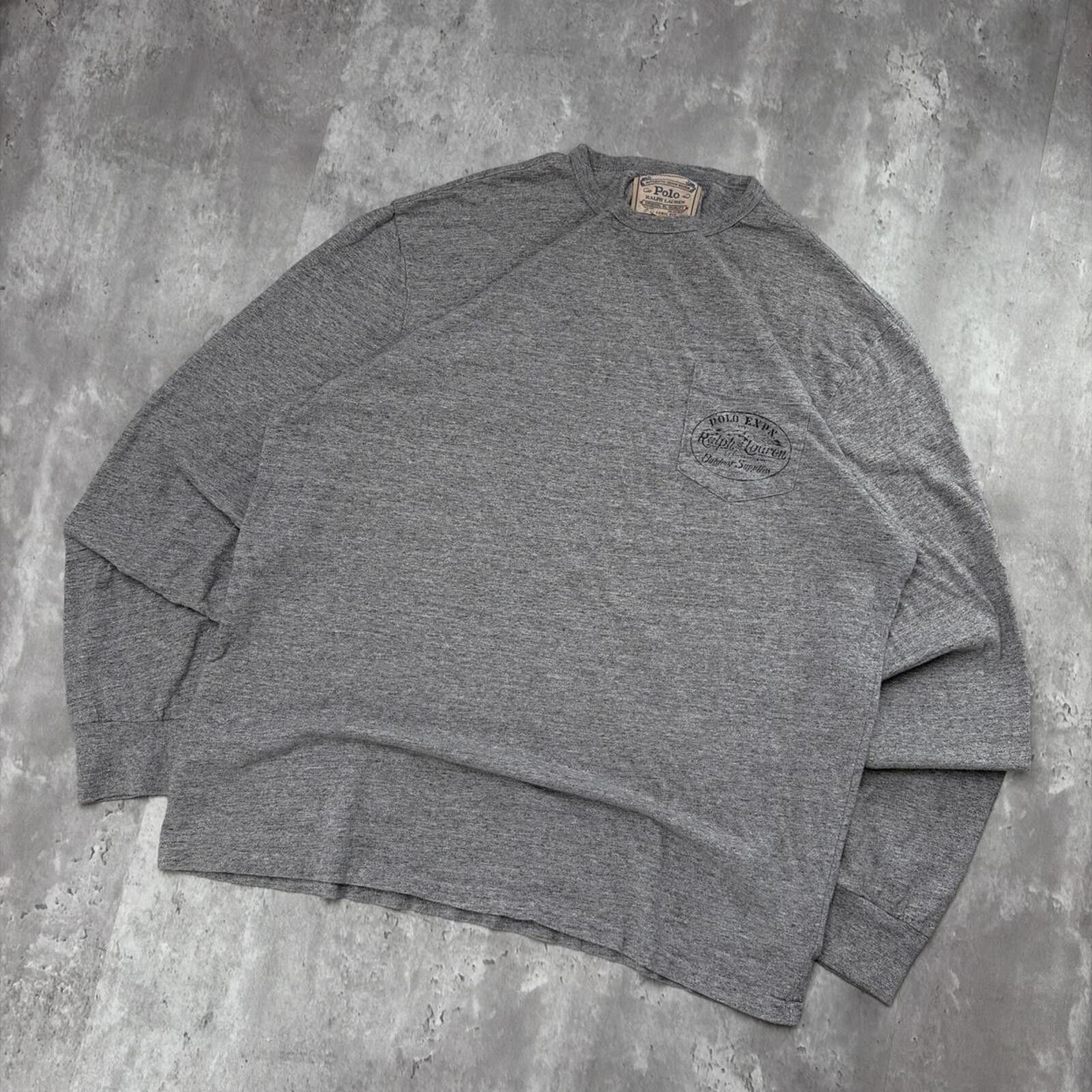 Polo Ralph Lauren Y2K Grey Polo Ralph Lauren Grunge Long Sleeve Pocket T-Shirt Size US M / EU 48-50 / 2 - 3 Thumbnail