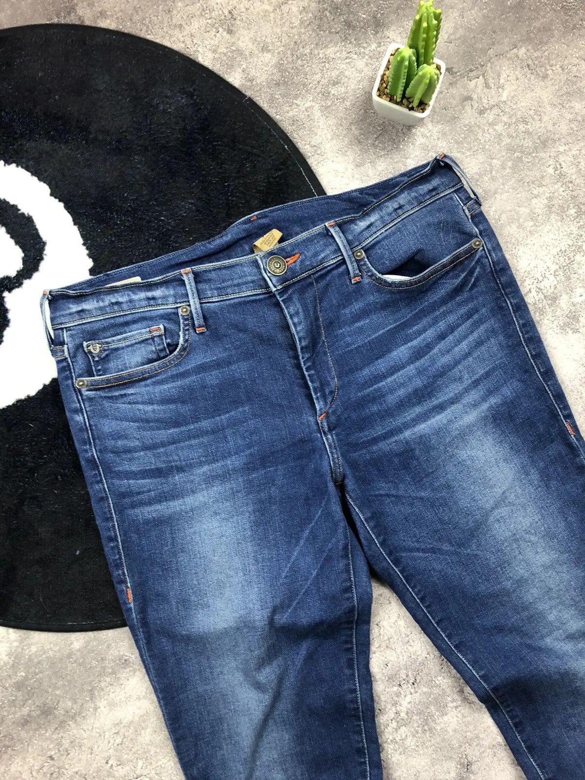 True Religion TRUE RELIGION Big Logo Denim Jeans Made in USA Streetwear Size 31" - 5 Thumbnail