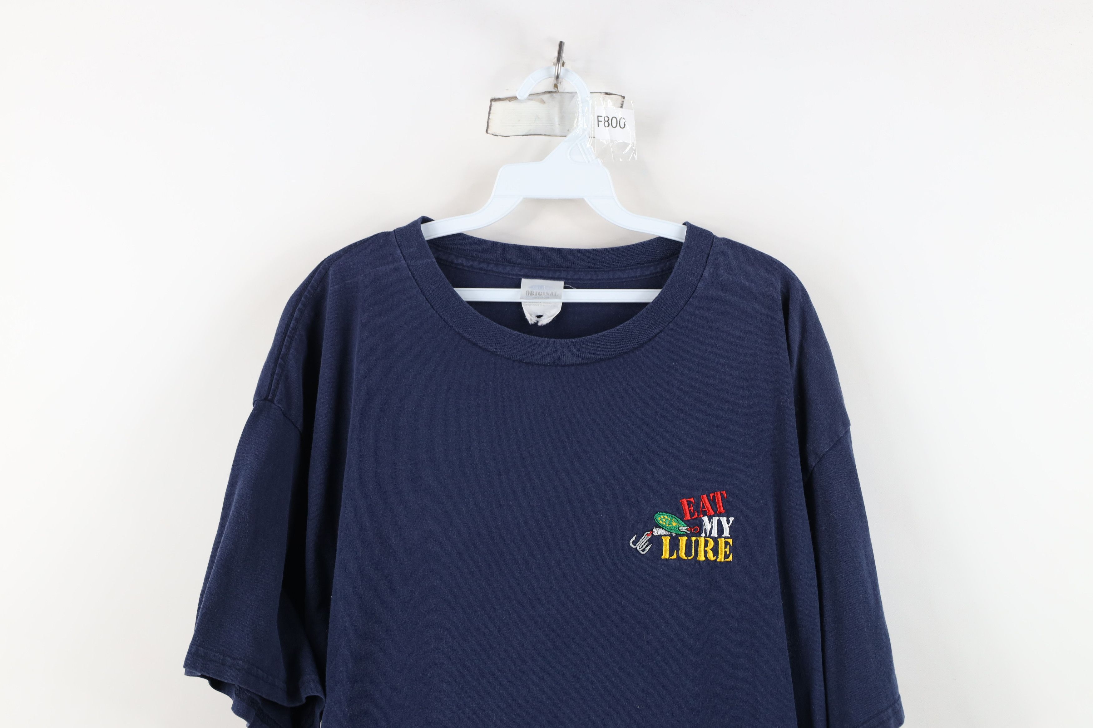 Vintage Vintage 90s Streetwear Eat My Lure Fishing T-Shirt Blue Size US XL / EU 56 / 4 - 2 Thumbnail