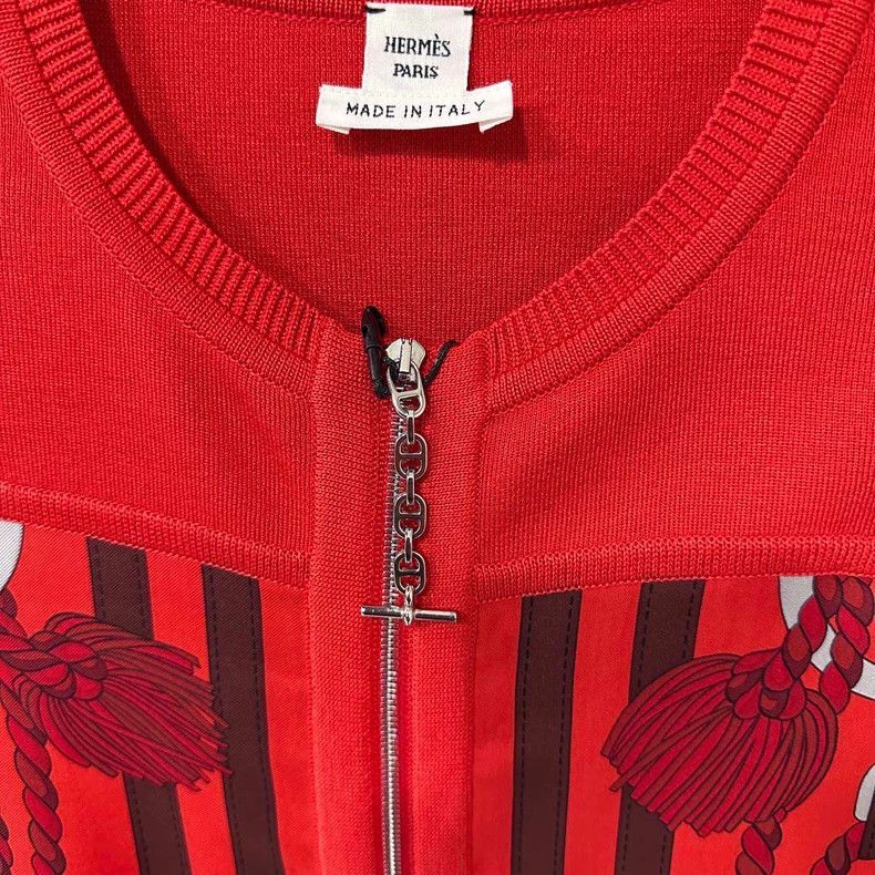 Hermes Red Silk Cashmere Cardigan by HERMES-2506 Size XS / US 0-2 / IT 36-38 - 3 Thumbnail