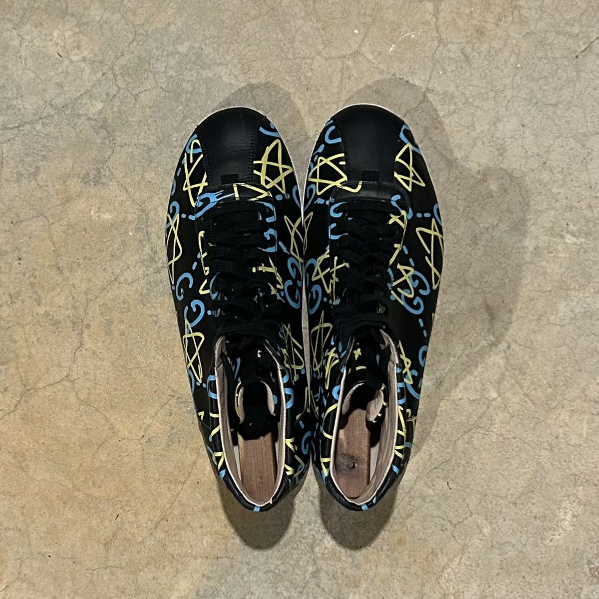 Designer × Gucci Gucci Ace High Top Graffiti Ghost Stars Leather Shoes US 11 Size US 11 / EU 44 - 12 Thumbnail