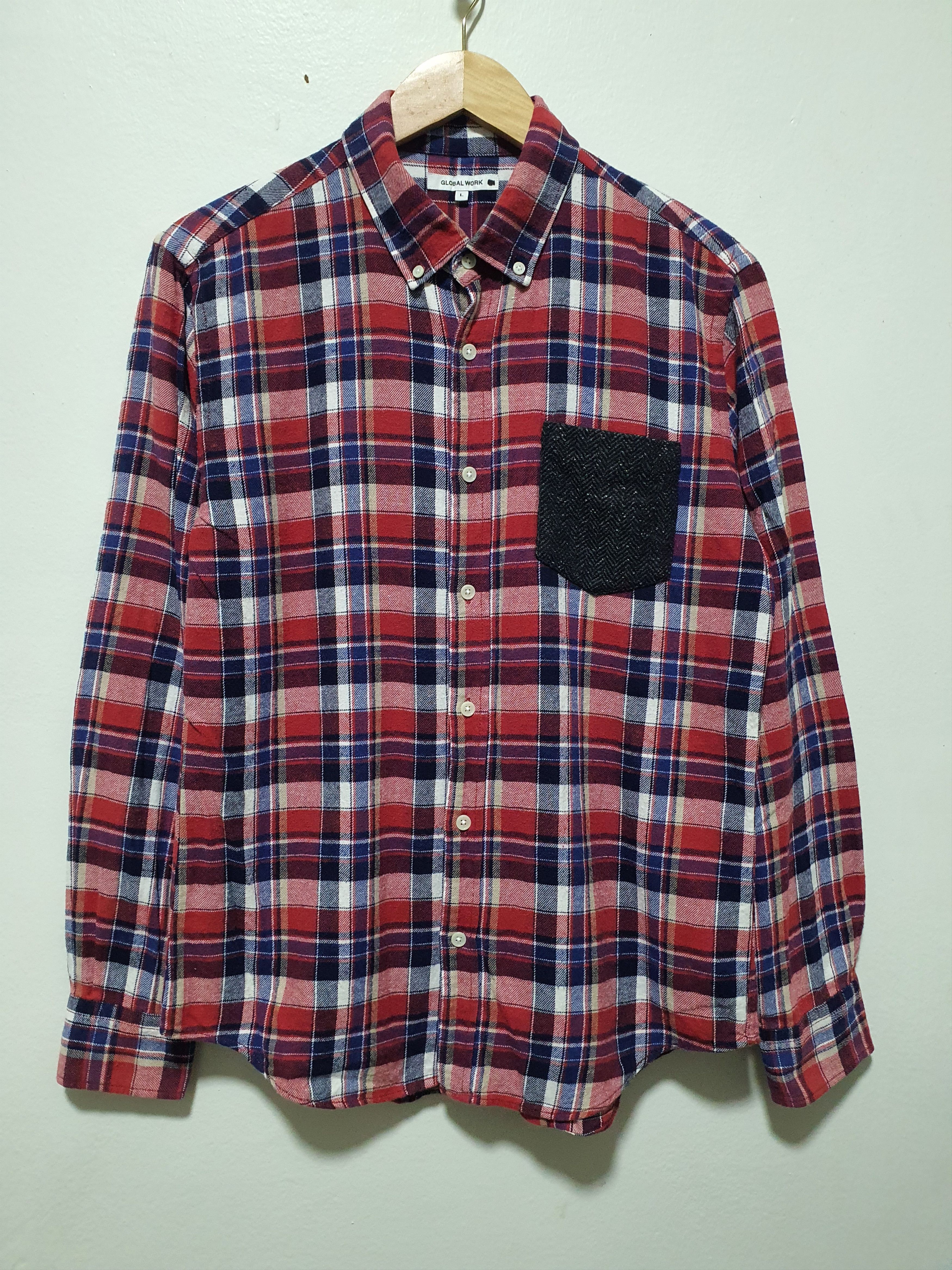 Global Work × Japanese Brand GLOBAL WORK 21/29 RED CHECKED WORK SHIRT Size US L / EU 52-54 / 3 - 2 Thumbnail