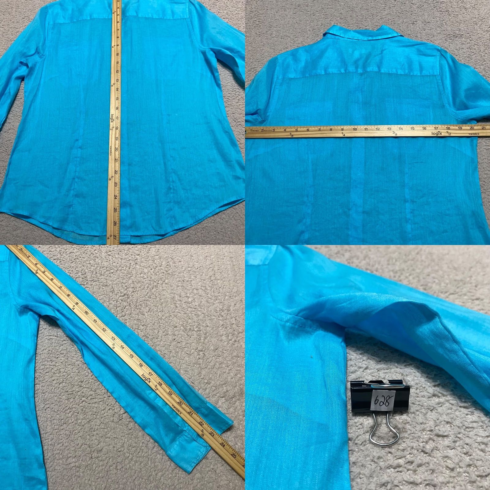 Vintage Chico's Womens Medium Shirt Solid Blue Long Sleeve Button-Up Lightweight Size M / US 6-8 / IT 42-44 - 8 Thumbnail