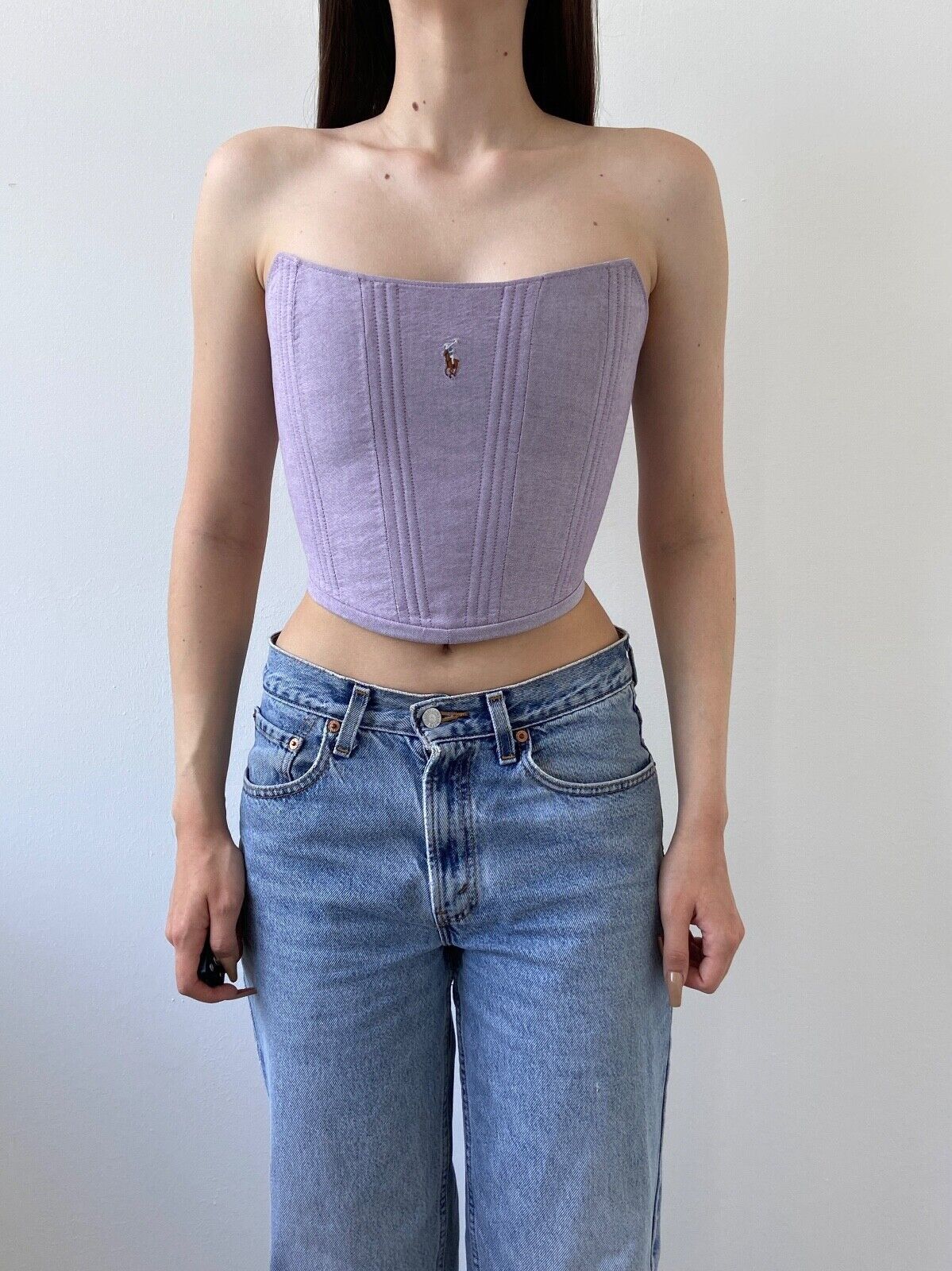 Handmade Handmade Polo Ralph Lauren Purple Women's Crop Top Corset Size S / US 4 / IT 40 - 2 Thumbnail