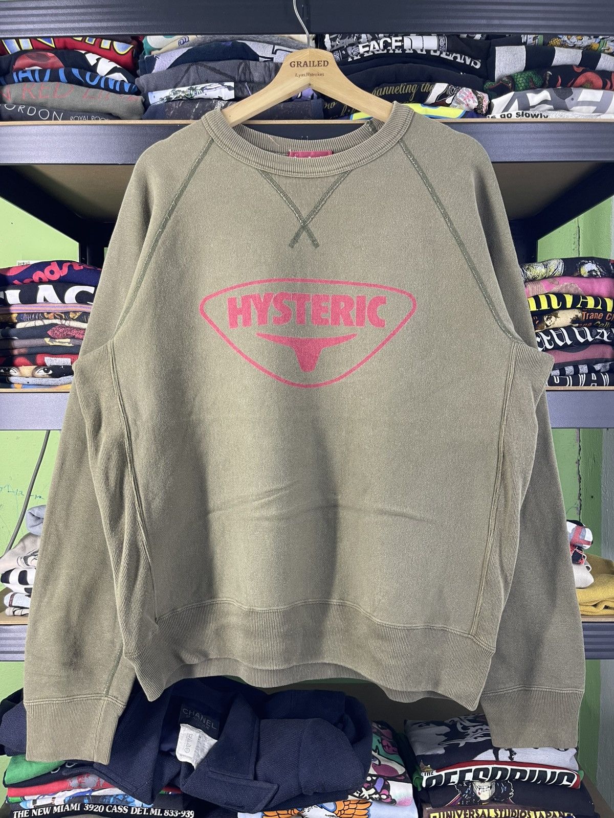 Hysteric Glamour 1990's Vintage Hysteric Glamour Spellout Logo Moss Green Size US L / EU 52-54 / 3 - 4 Thumbnail