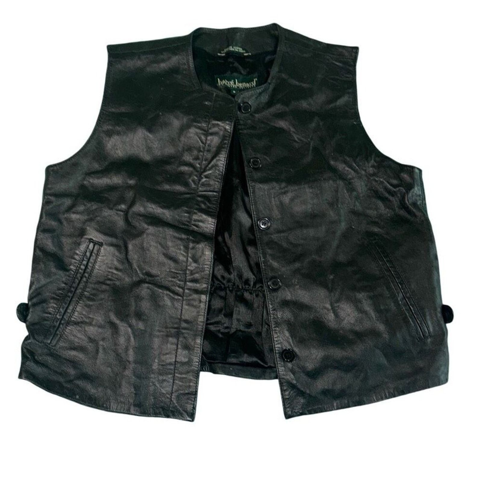 Harve Benard Harve Bernard leather vest dark collarless button vest M Size M / US 6-8 / IT 42-44 - 1 Thumbnail