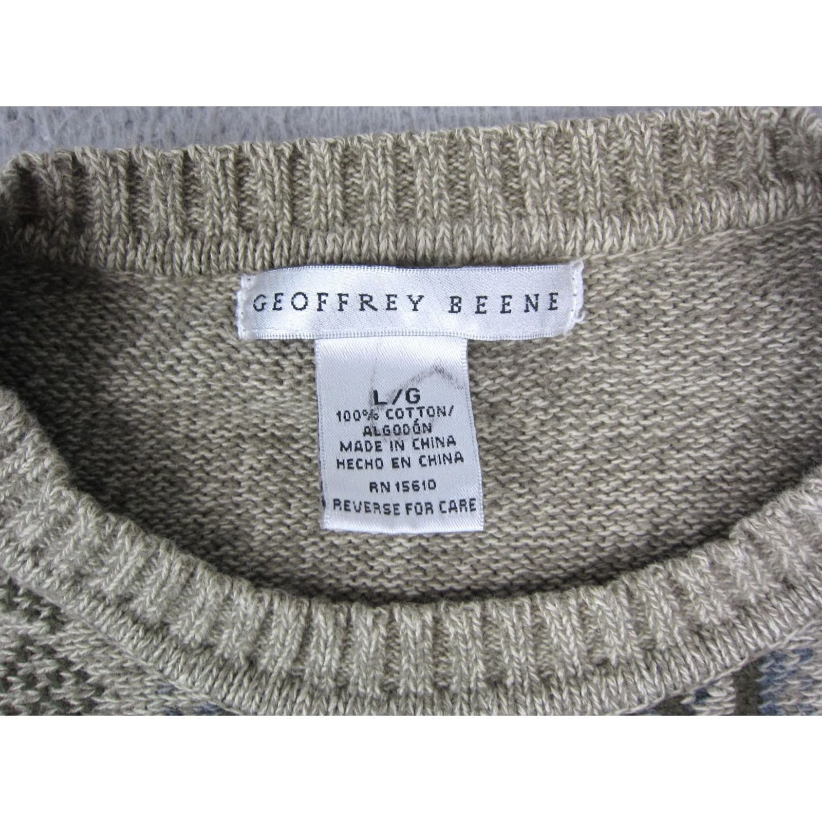 Geoffrey Beene VINTAGE Geoffrey Beene Sweater Pullover Mens Medium Green Knit Geometric Crew 80s Size US M / EU 48-50 / 2 - 3 Thumbnail