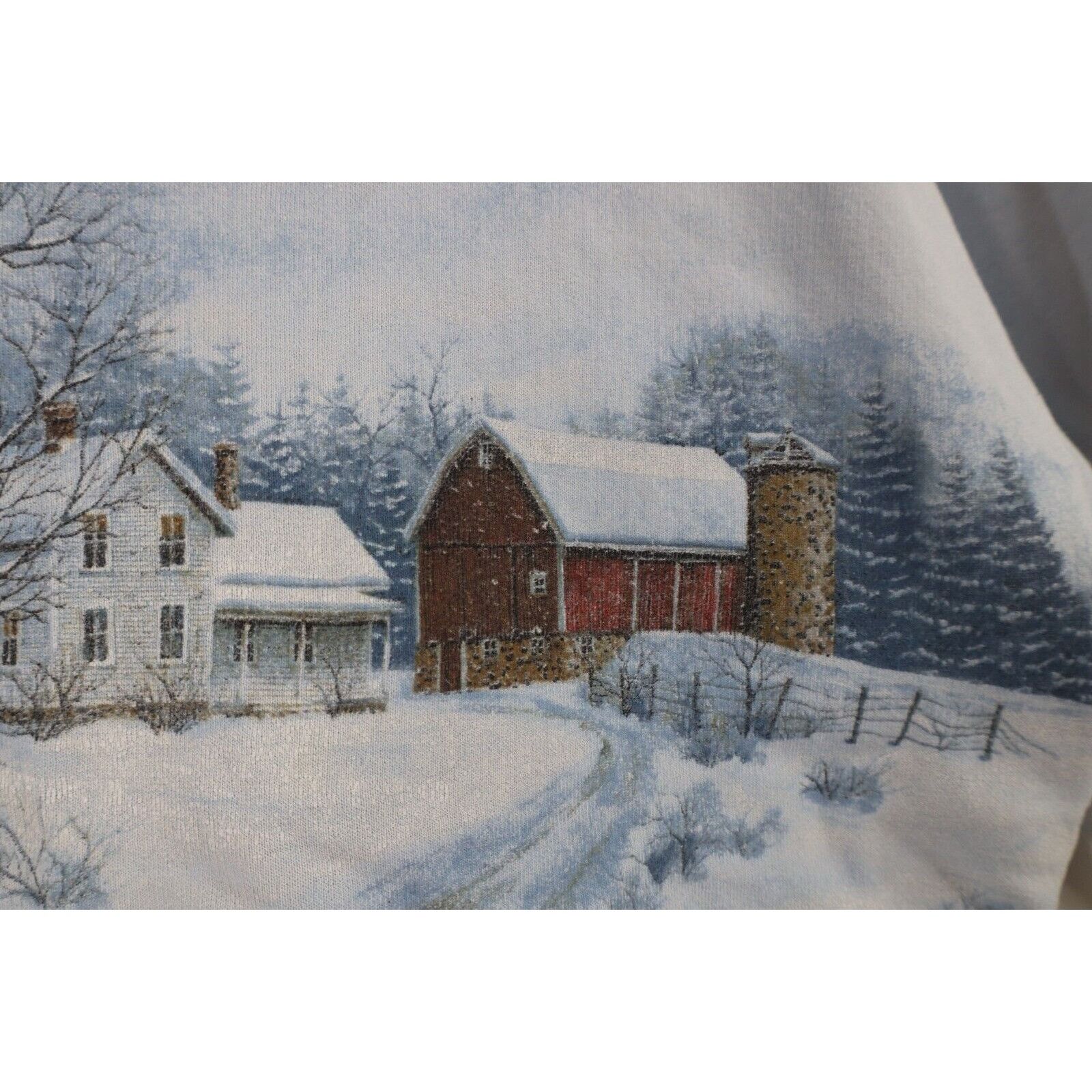 Vintage Vintage 90s Christmas Farmhouse All Over Print Sweatshirt Size L / US 10 / IT 46 - 7 Thumbnail