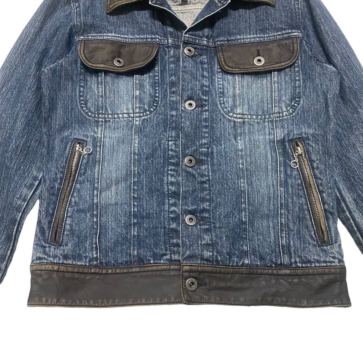 Le Grande Bleu (L.G.B.) Difference Rupert Denim Jacket Leather Trimmed LGB Size US M / EU 48-50 / 2 - 5 Thumbnail