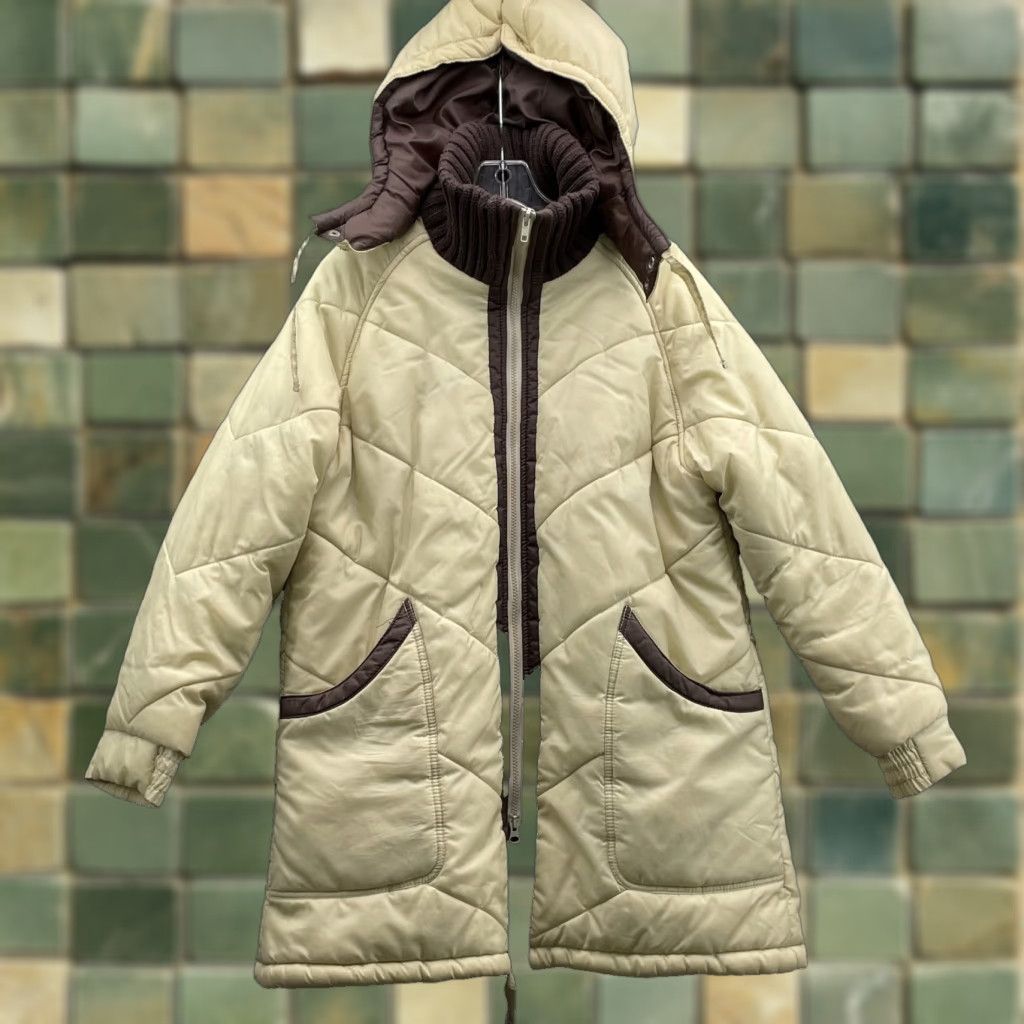 VINTAGE Windy Weather Coat Womens 16 Beige Insulated Quilt Outdoor Gorp Academia Jacket/Coat