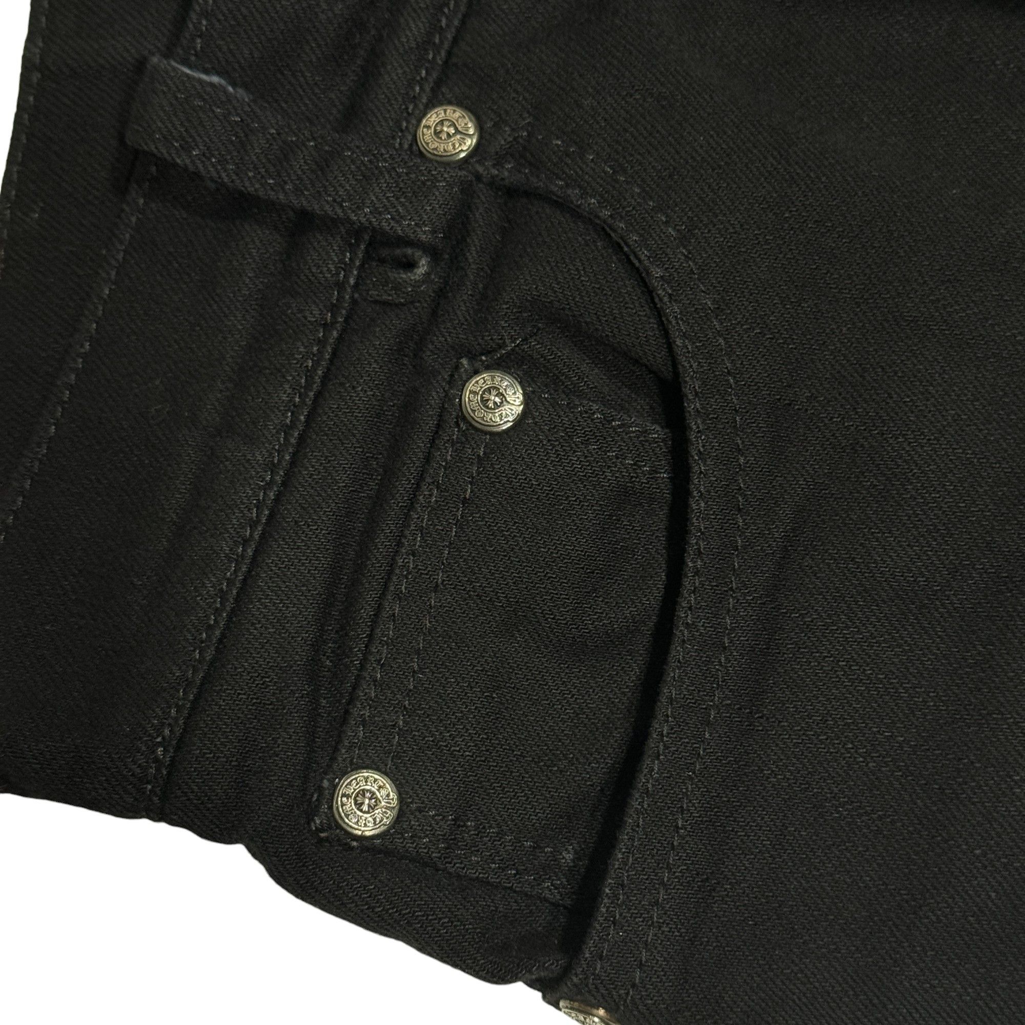 Chrome Hearts Fleur Knee Denim Jeans Black Size 29" - 6 Thumbnail