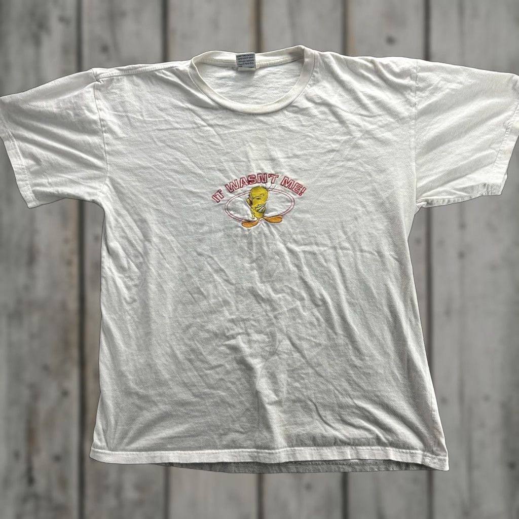 Vintage VINTAGE Looney Tunes Shirt Mens XL White Tweety Bird It Wasn't Me Embroidered 2000s Size US XL / EU 56 / 4 - 1 Thumbnail