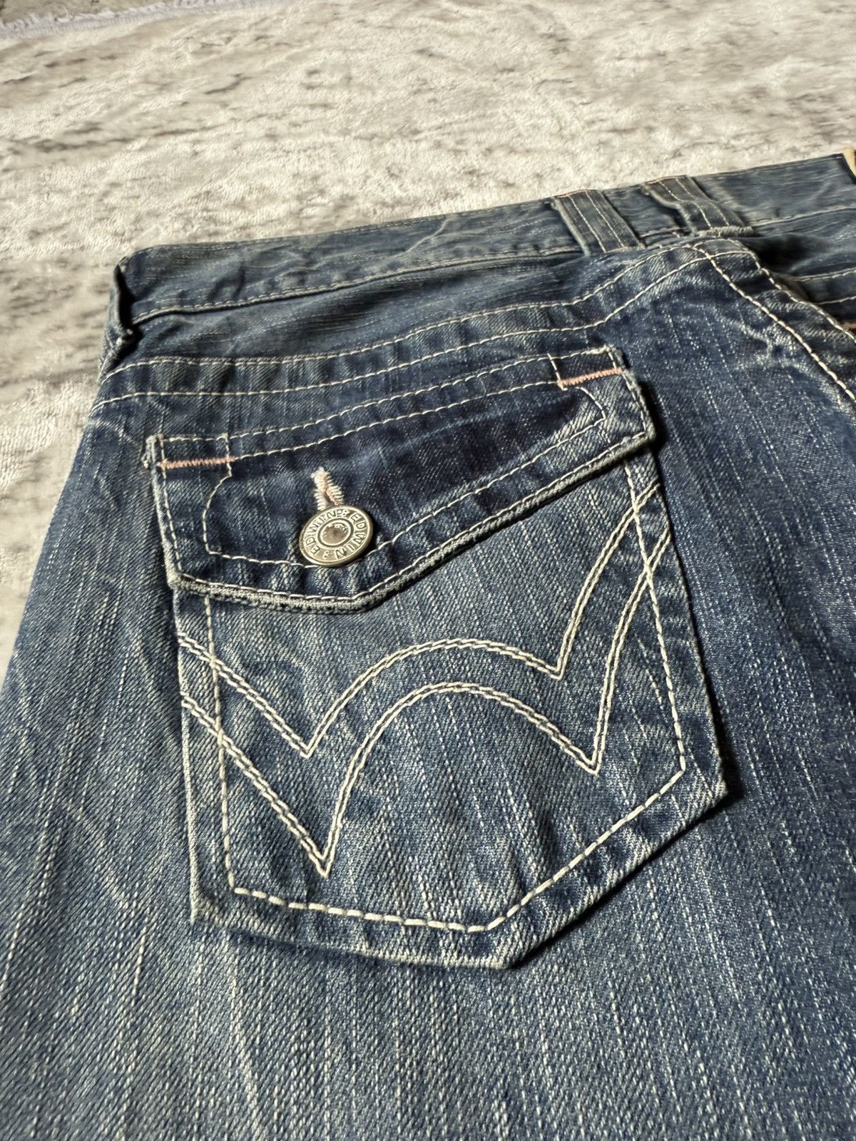 Edwin 2000s Edwin 503 Shadow Wrinkle Wash Flared Jeans Size US 30 / EU 46 - 15 Thumbnail