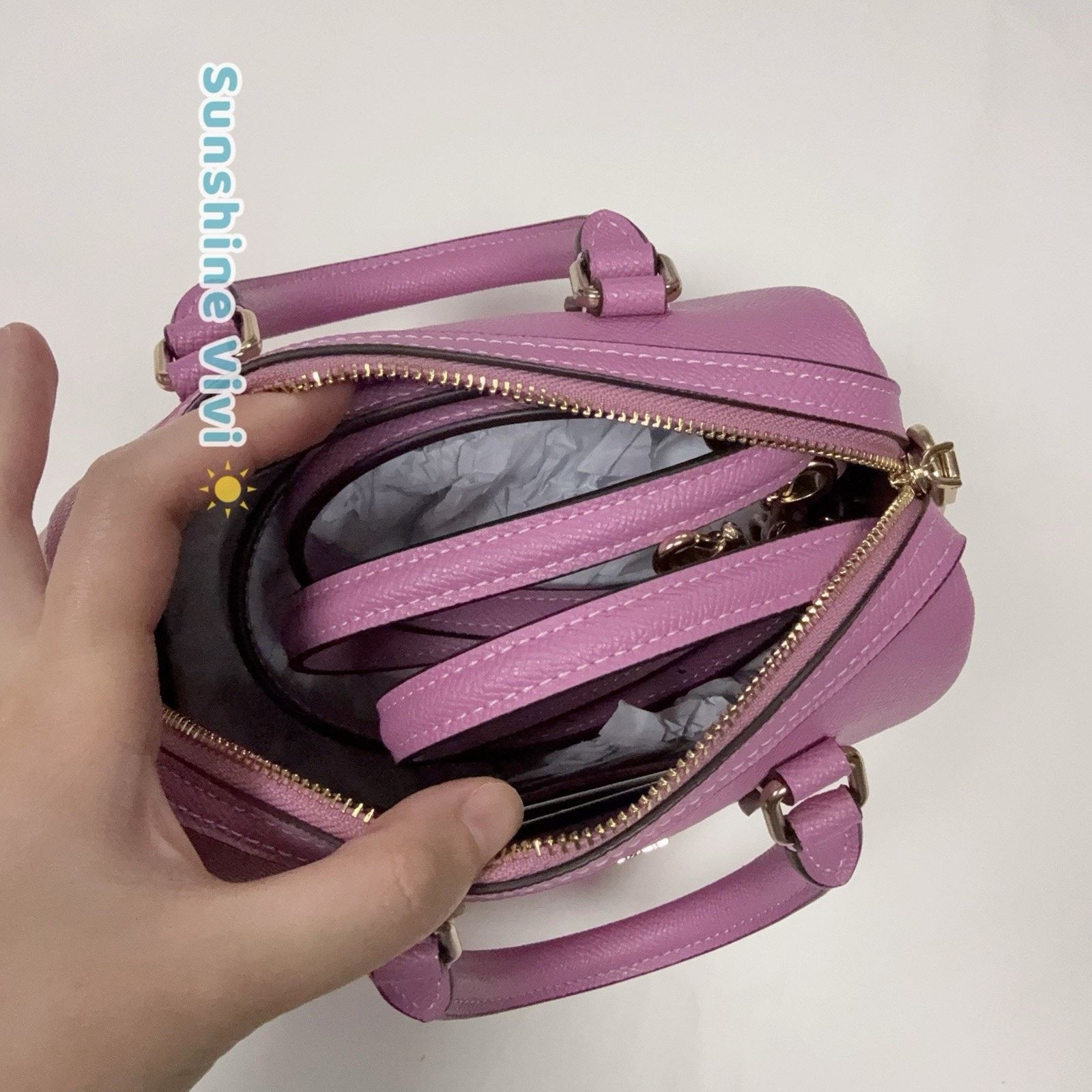 Coach NWT Coach Mini Rowan Crossbody Bag Leather CV404 IM/fuchsia Size ONE SIZE - 3 Thumbnail