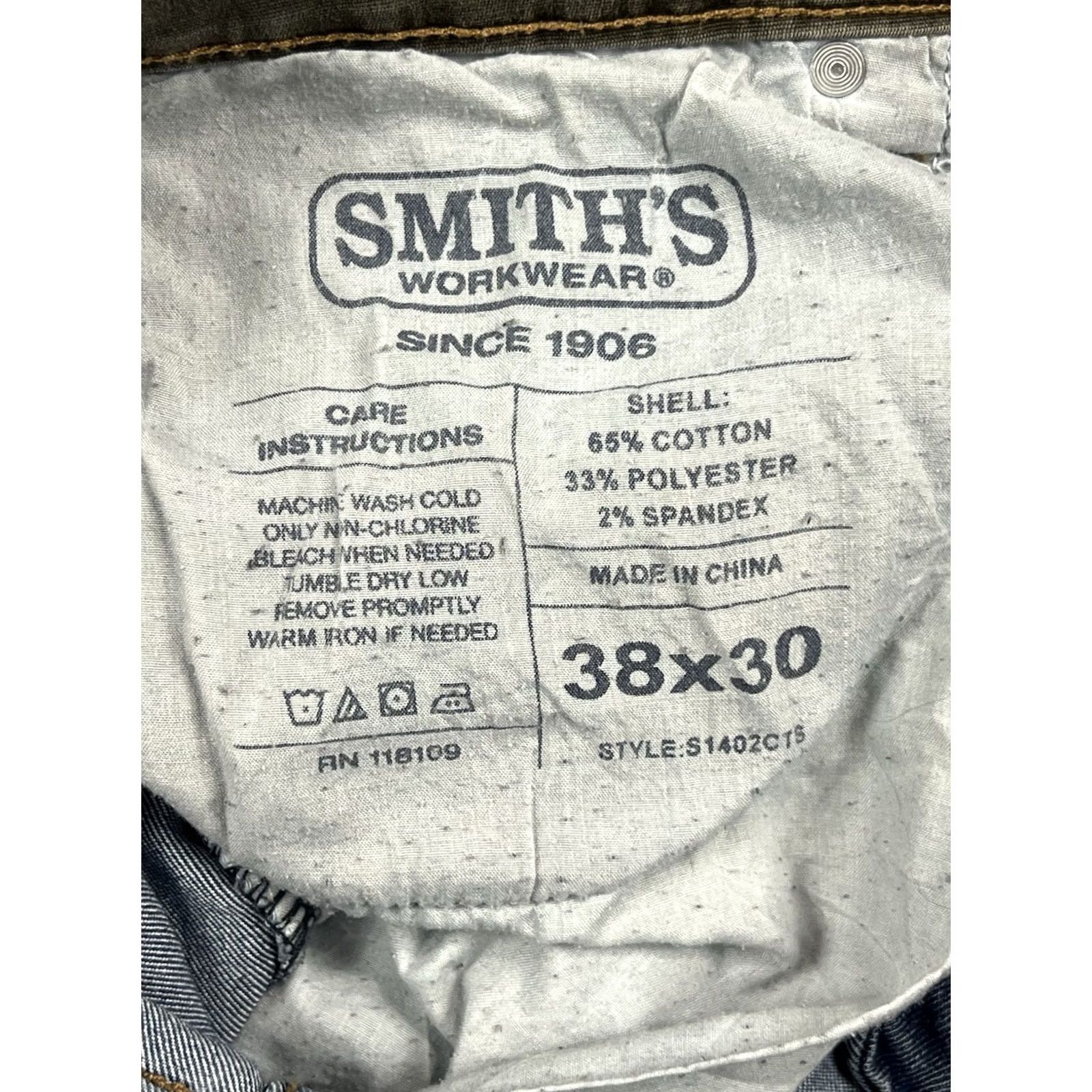 Vintage Smiths Workwear Jeans Stretch Relaxed Fit Blue Medium Wash 38x30 Mens Regular 5-Pocket Denim Straight Zip Size US 38 / EU 54 - 5 Thumbnail