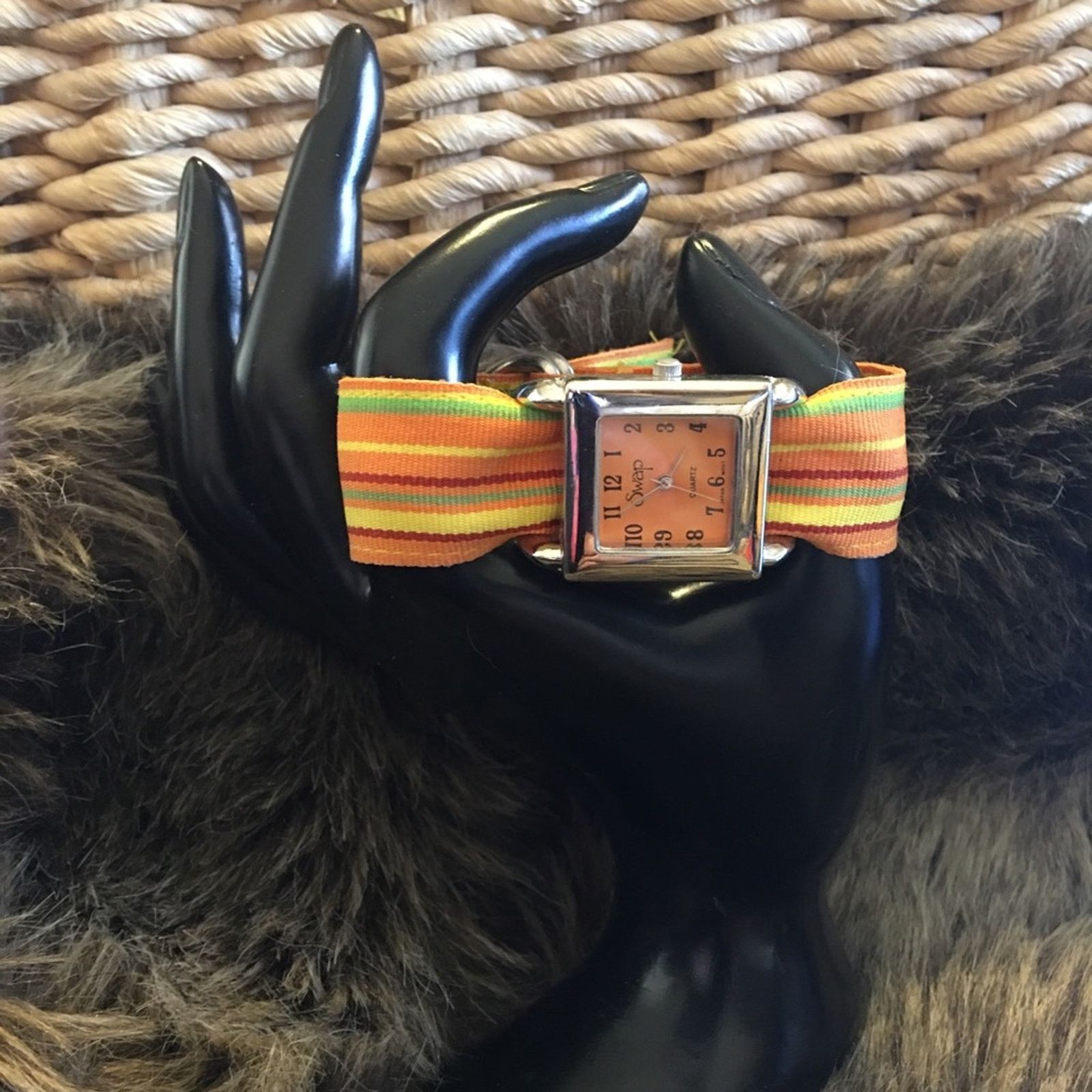 Other Ladies SWAP stripe fabric D ring band watch Size ONE SIZE - 2 Thumbnail