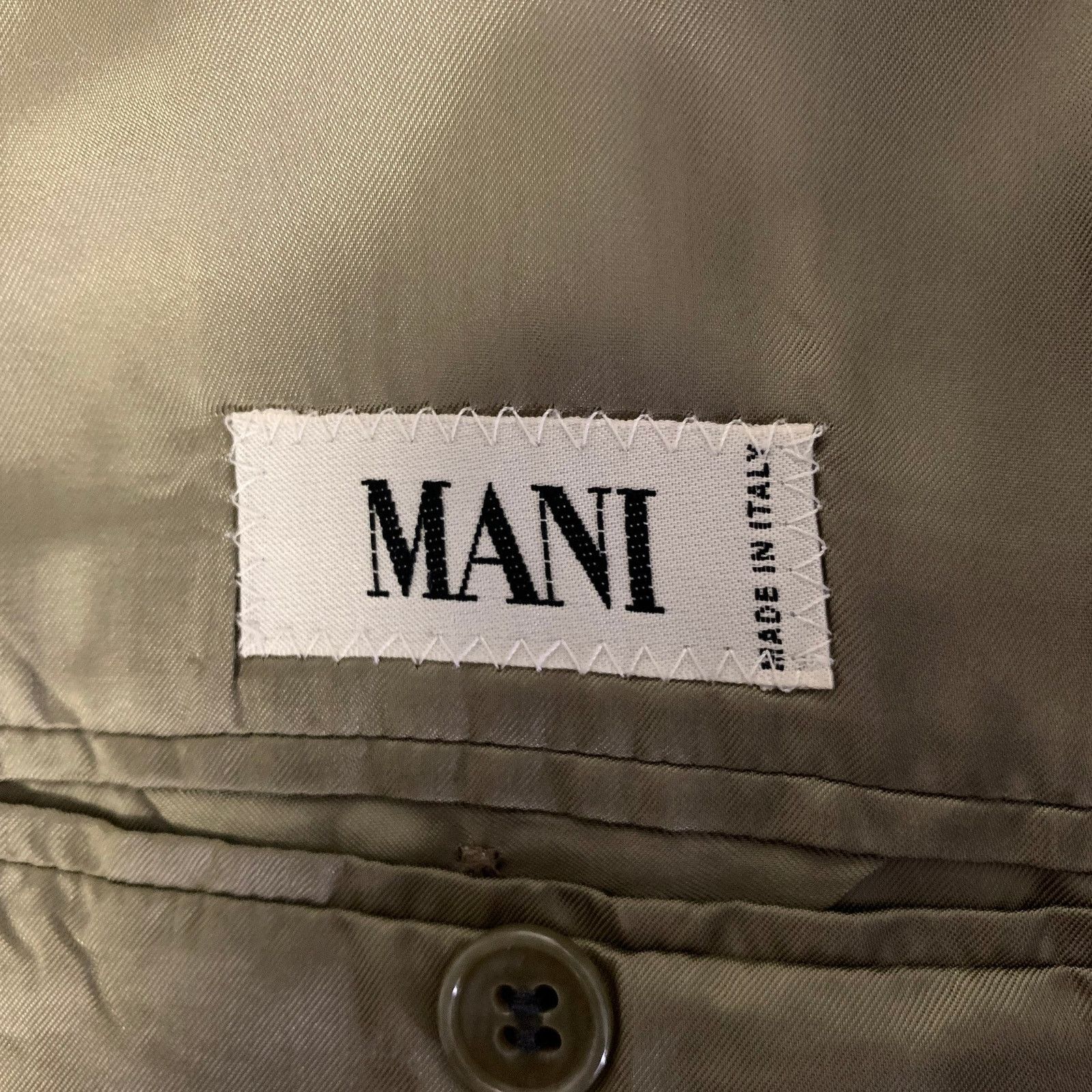Other MANI Size 44 Khaki Wool Peak Lapel Double Breasted Suit Size 44R - 6 Thumbnail
