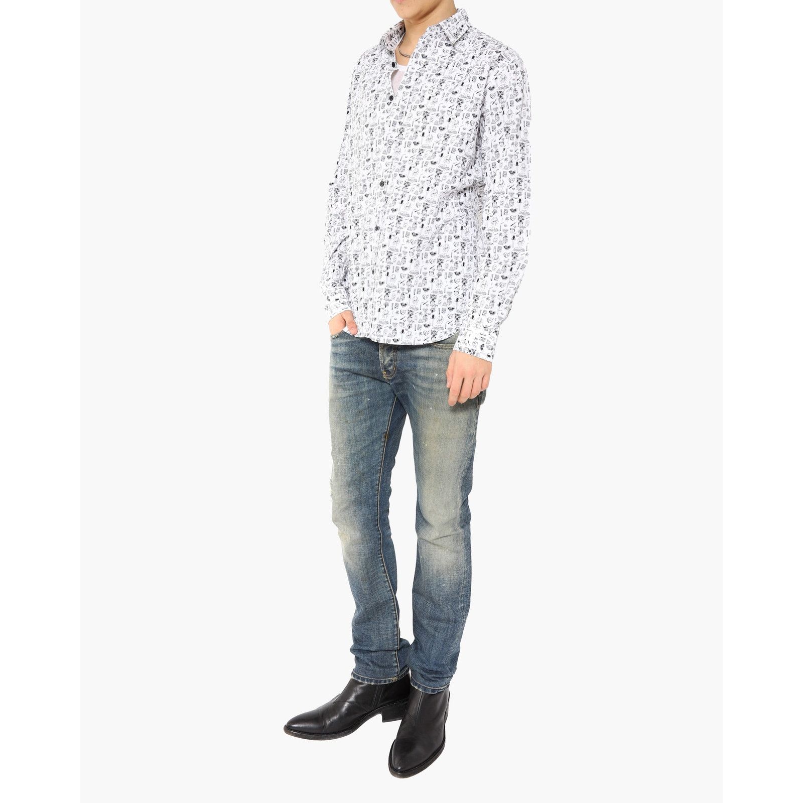 Saint Laurent Paris SS14 Symbol Printed Shirt in Cotton Size US L / EU 52-54 / 3 - 6 Thumbnail