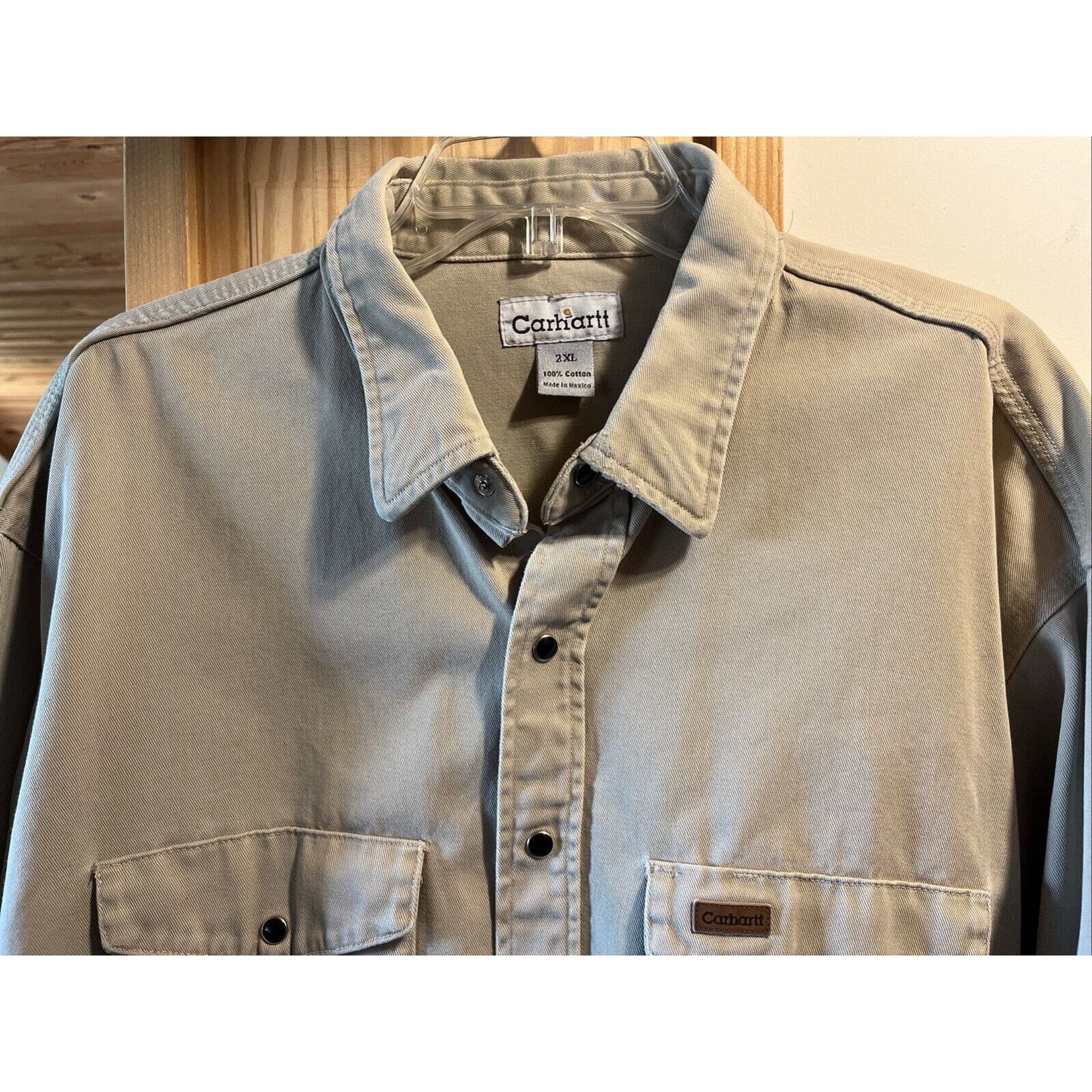 Carhartt Carhartt Shirt Jacket Men’s XXL Khaki Canvas Cotton STAINS Size US XXL / EU 58 / 5 - 4 Thumbnail